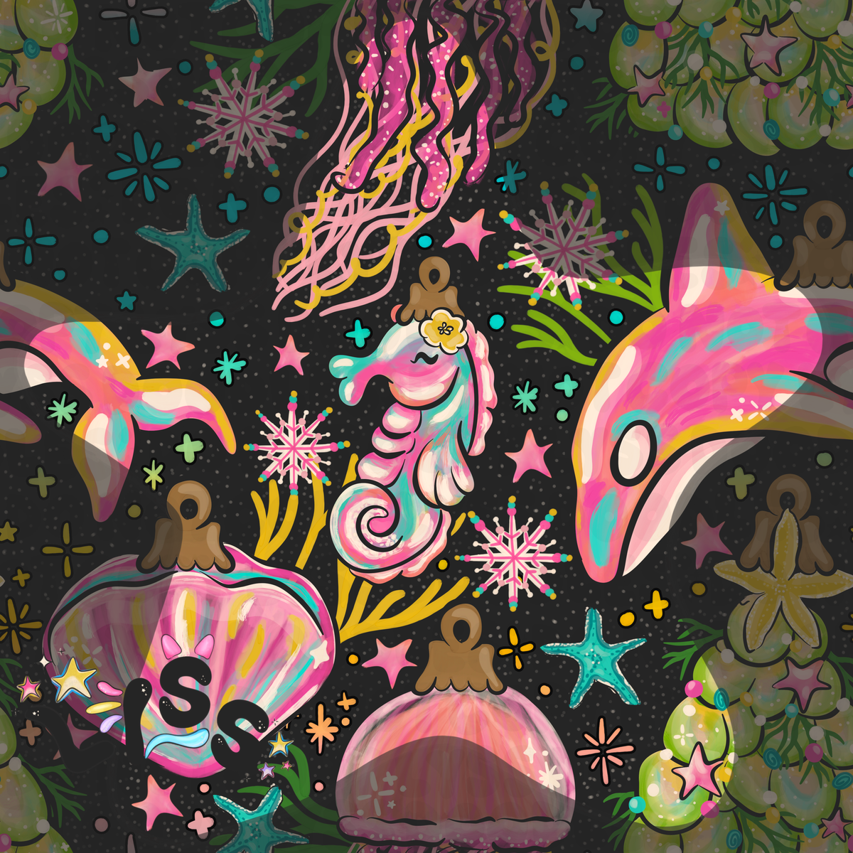 2023 - Lyss Doodles - Seamless - Mains - Winter Ocean - 23LD004