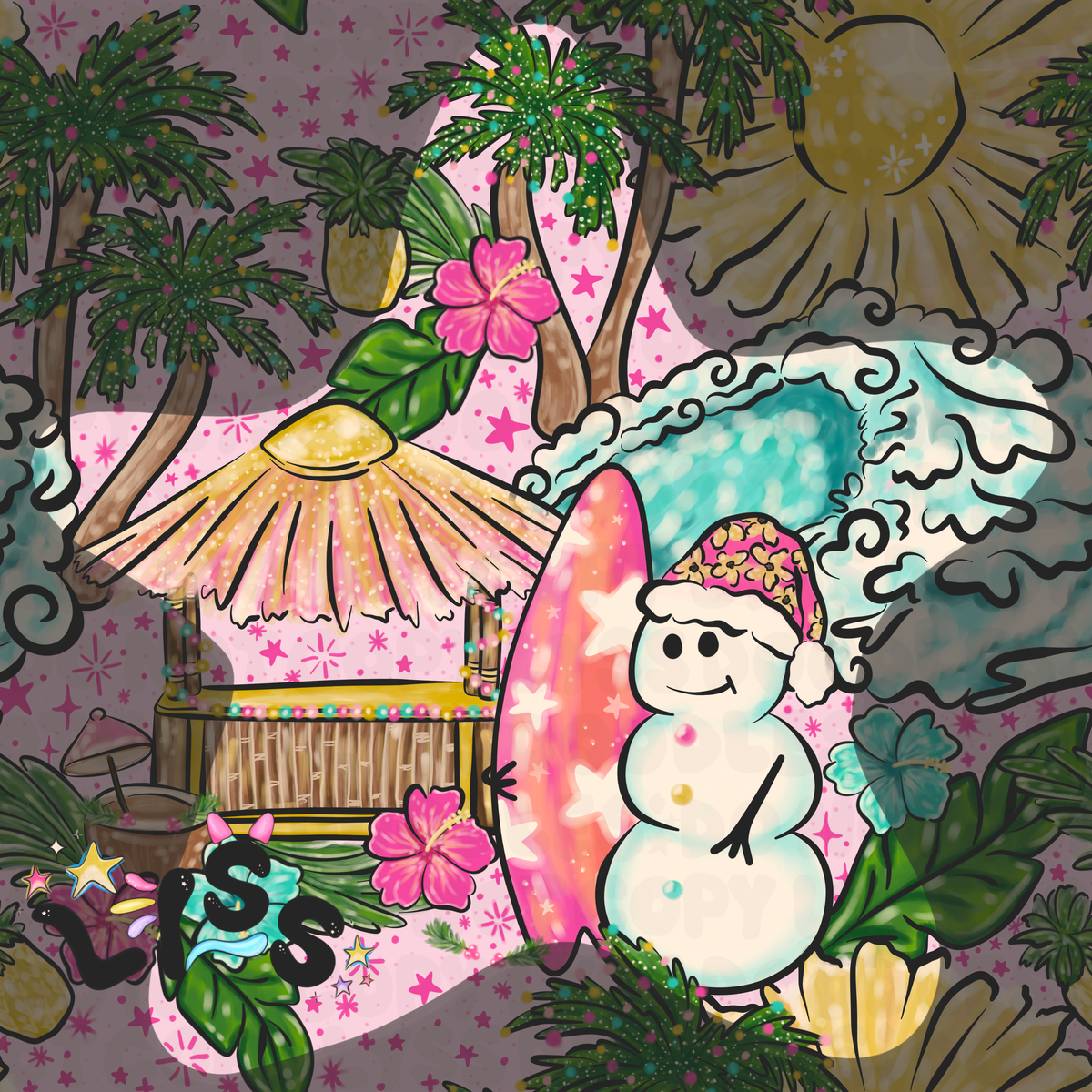 2023 - Lyss Doodles - Seamless - Mains - Winter Ocean - 23LD004