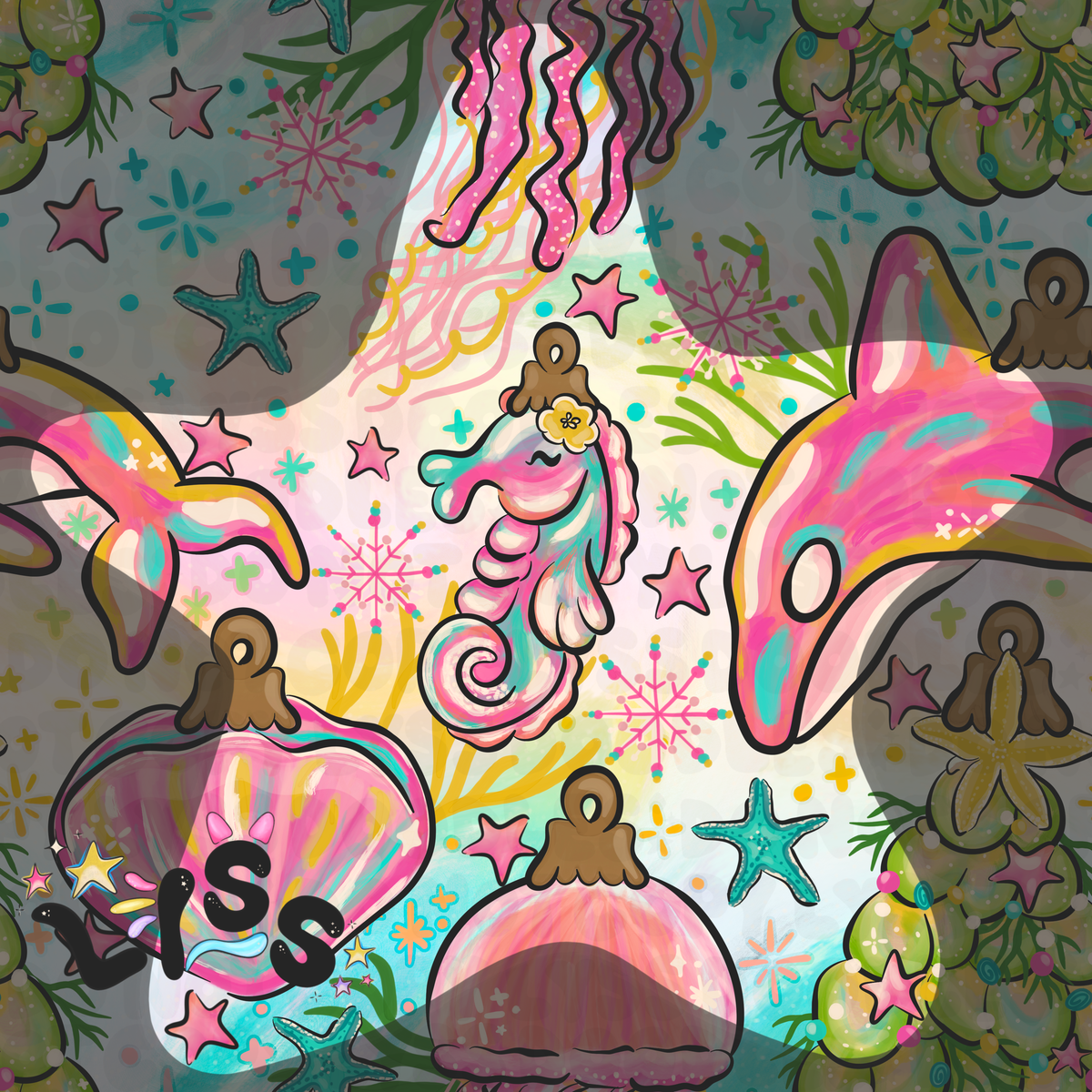 2023 - Lyss Doodles - Seamless - Mains - Winter Ocean - 23LD004