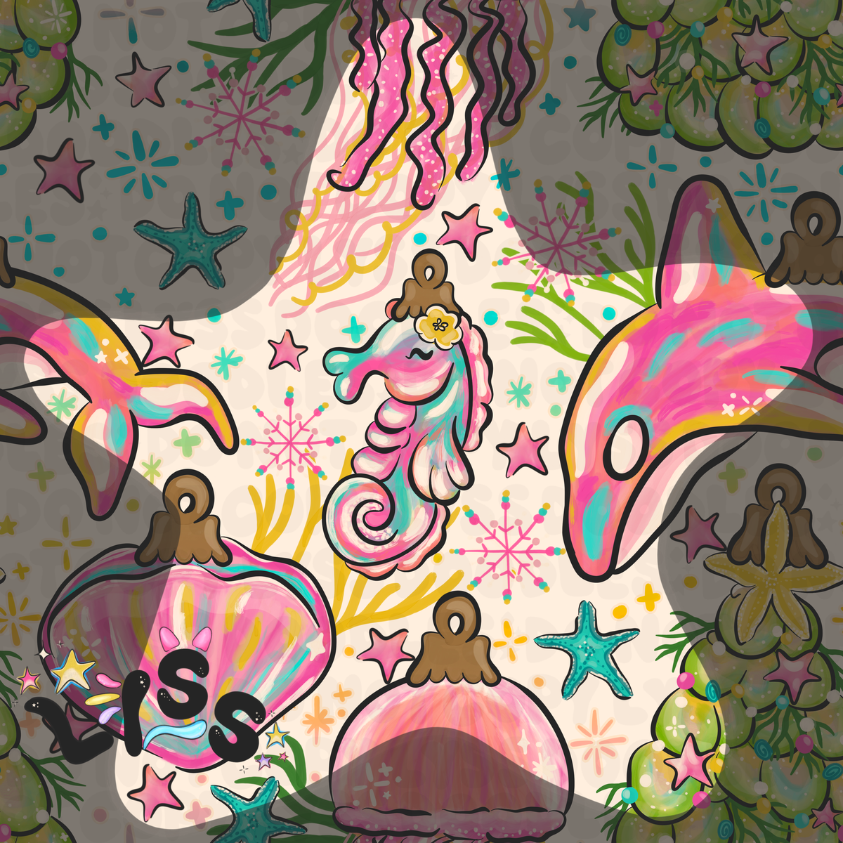 2023 - Lyss Doodles - Seamless - Mains - Winter Ocean - 23LD004