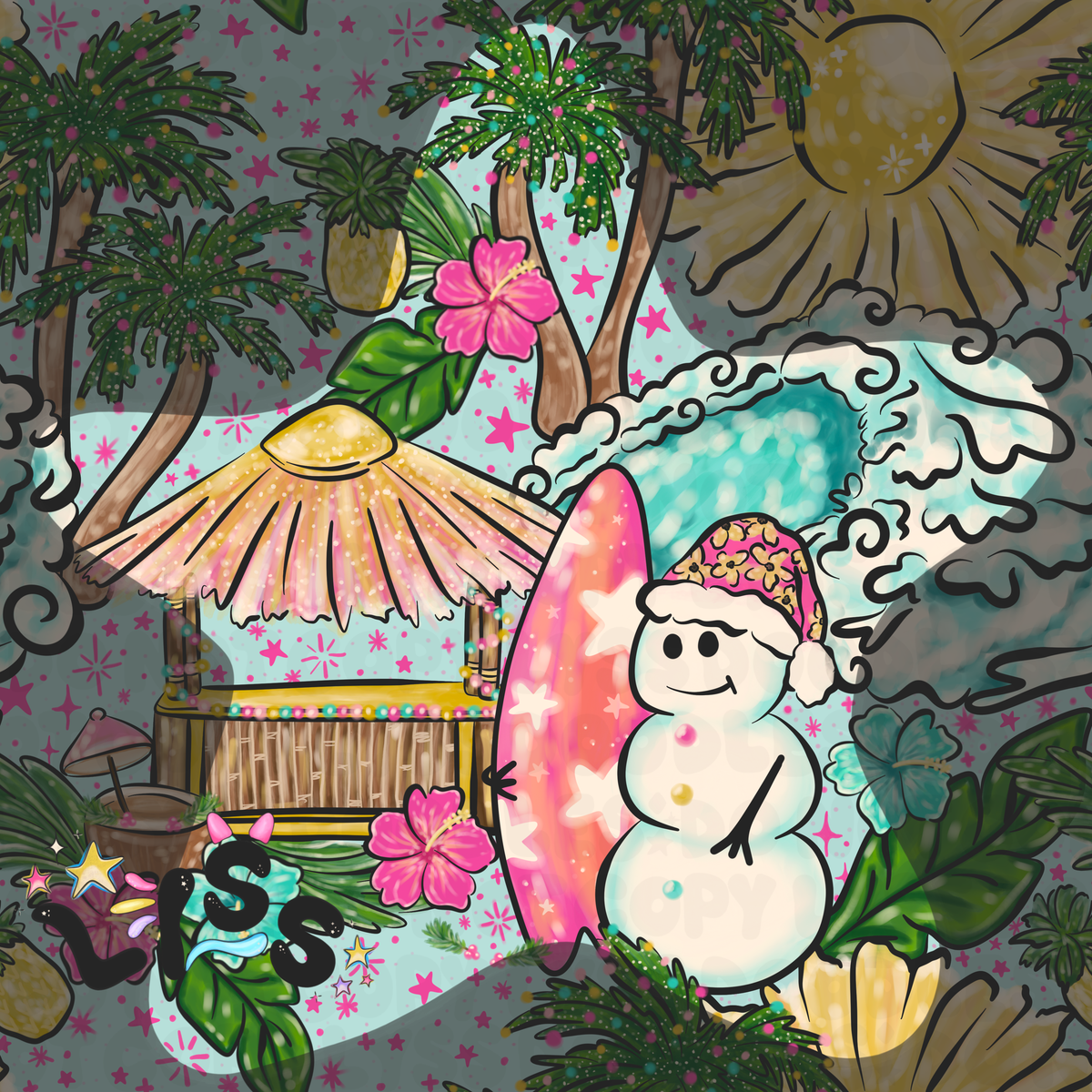 2023 - Lyss Doodles - Seamless - Mains - Winter Ocean - 23LD004