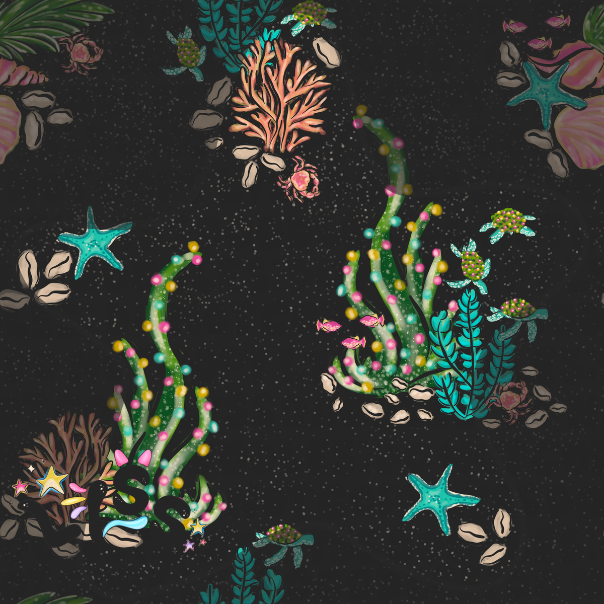 2023 - Lyss Doodles - Seamless - Mains - Winter Ocean - 23LD004