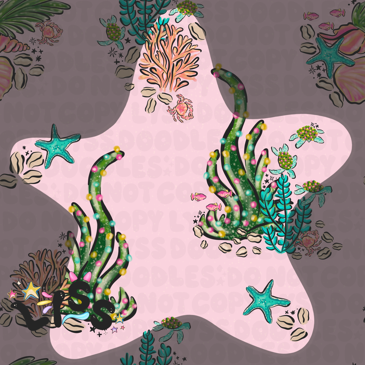 2023 - Lyss Doodles - Seamless - Mains - Winter Ocean - 23LD004
