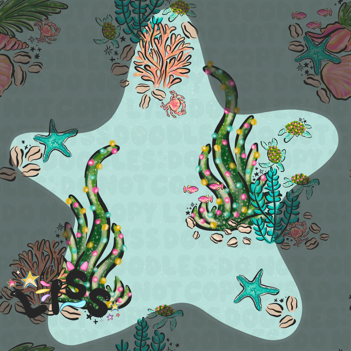2023 - Lyss Doodles - Seamless - Mains - Winter Ocean - 23LD004