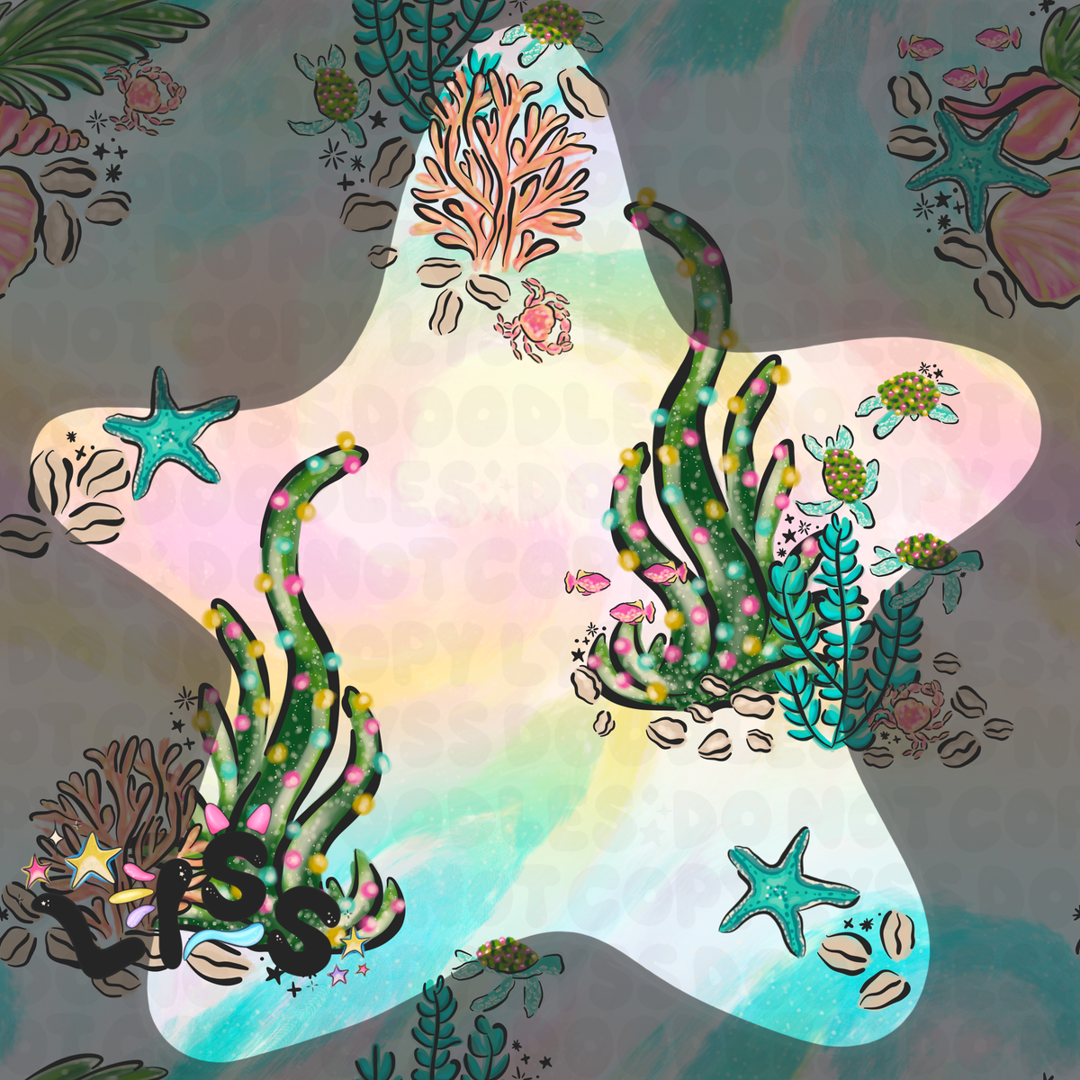 2023 - Lyss Doodles - Seamless - Mains - Winter Ocean - 23LD004