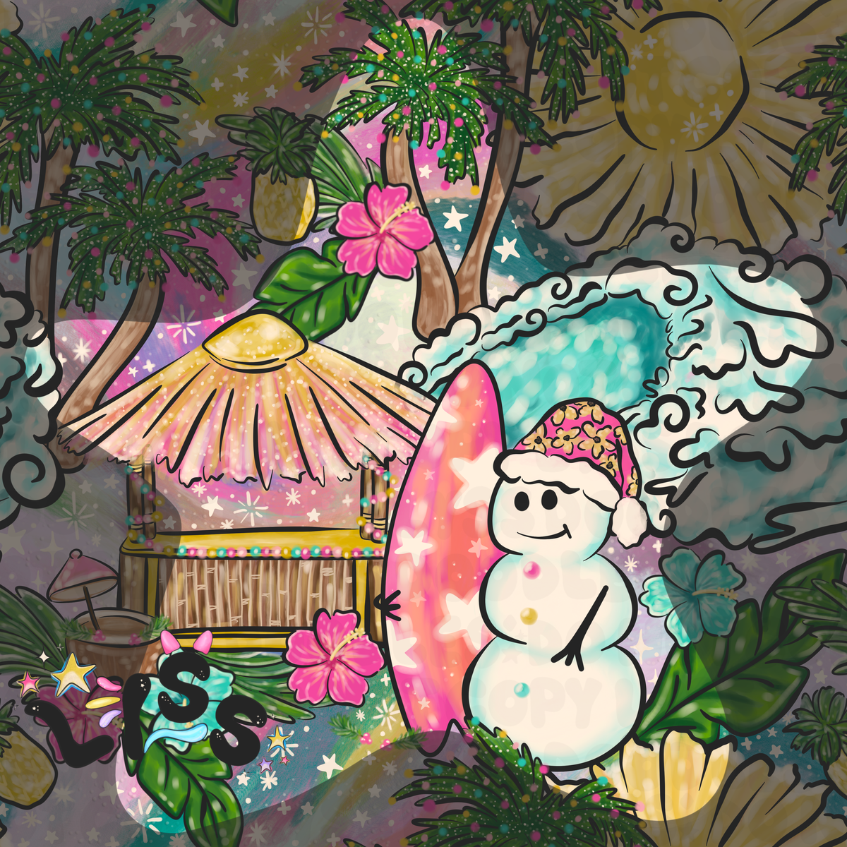2023 - Lyss Doodles - Seamless - Mains - Winter Ocean - 23LD004