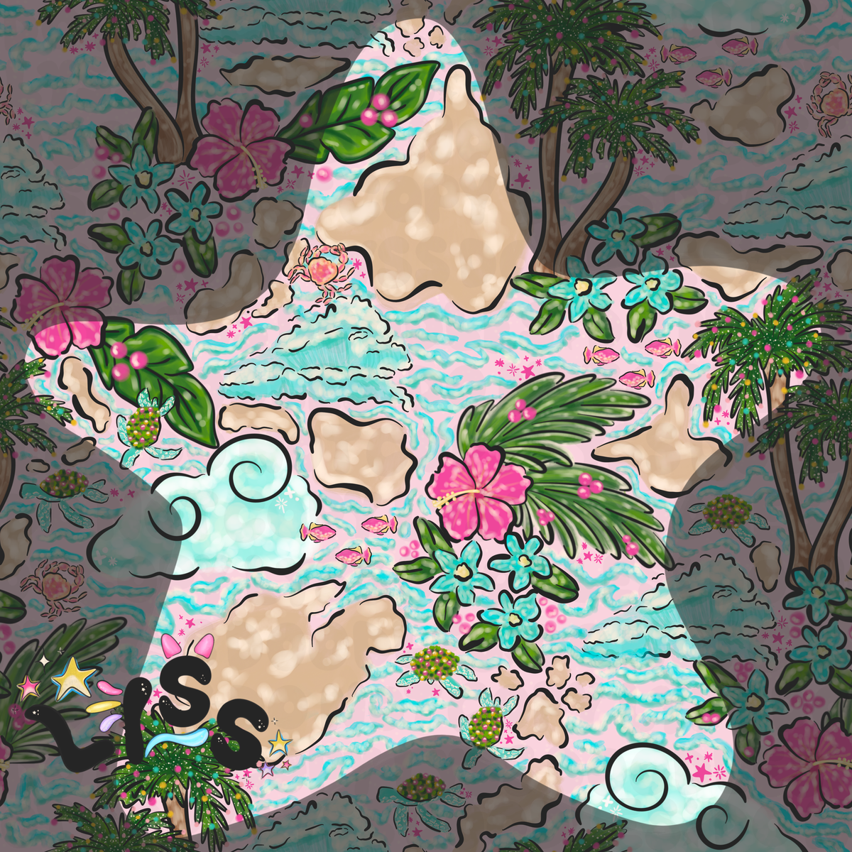 2023 - Lyss Doodles - Seamless - Mains - Winter Ocean - 23LD004