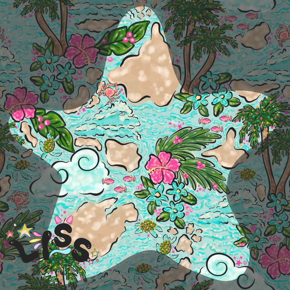 2023 - Lyss Doodles - Seamless - Mains - Winter Ocean - 23LD004