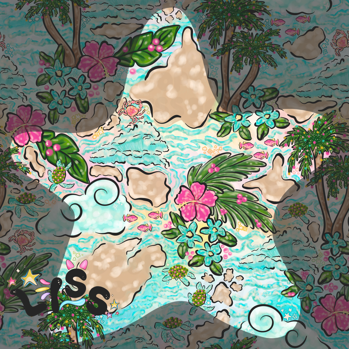2023 - Lyss Doodles - Seamless - Mains - Winter Ocean - 23LD004