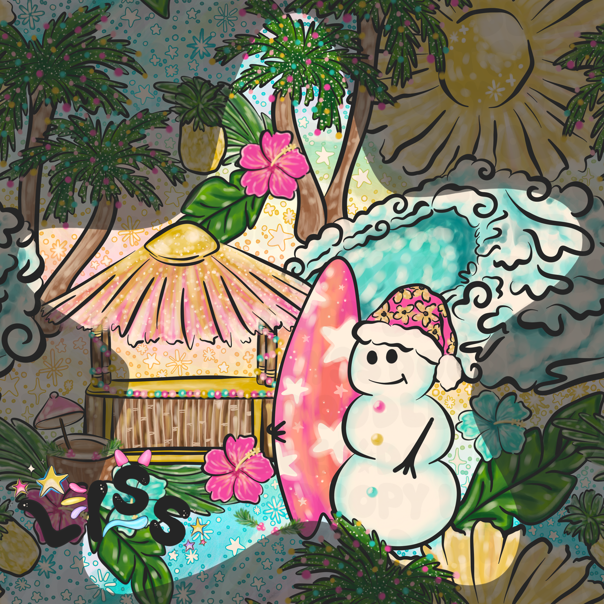 2023 - Lyss Doodles - Seamless - Mains - Winter Ocean - 23LD004