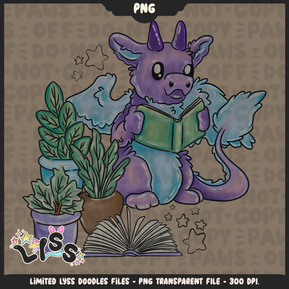 2024 - Lyss Doodles -  PNG Files - Reading Dragons - 24LD018