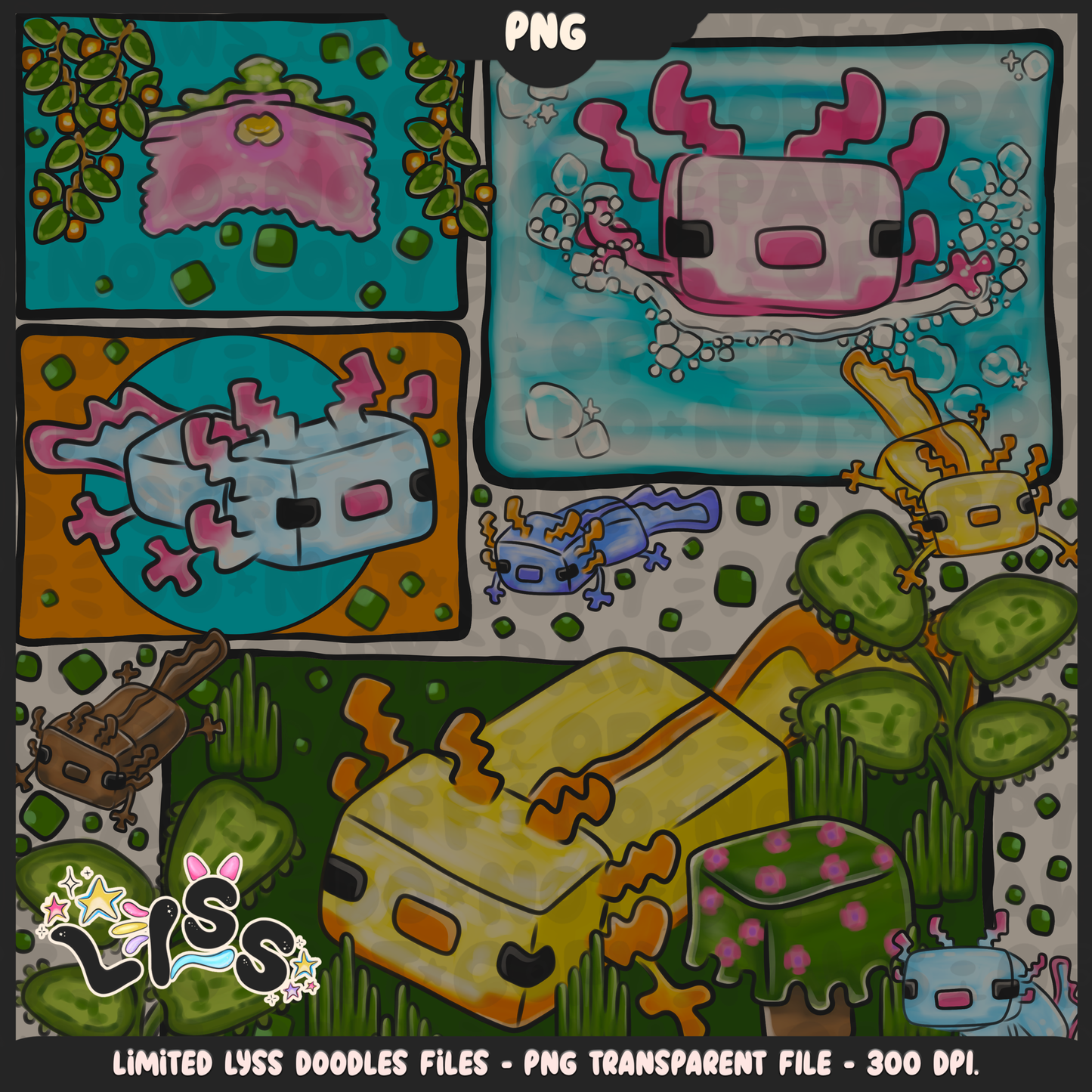 2023 - Lyss Doodles -  PNG Files - Block Game - Bold Lush Cave - 23LD019