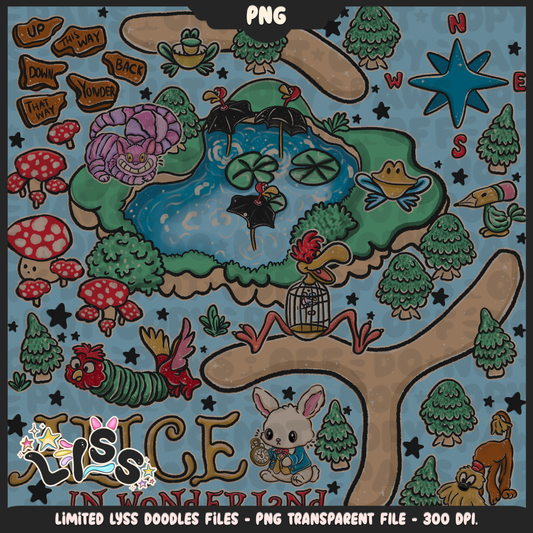 2024 - Lyss Doodles - Seamless - PNG - Rabbithole - 24LD076
