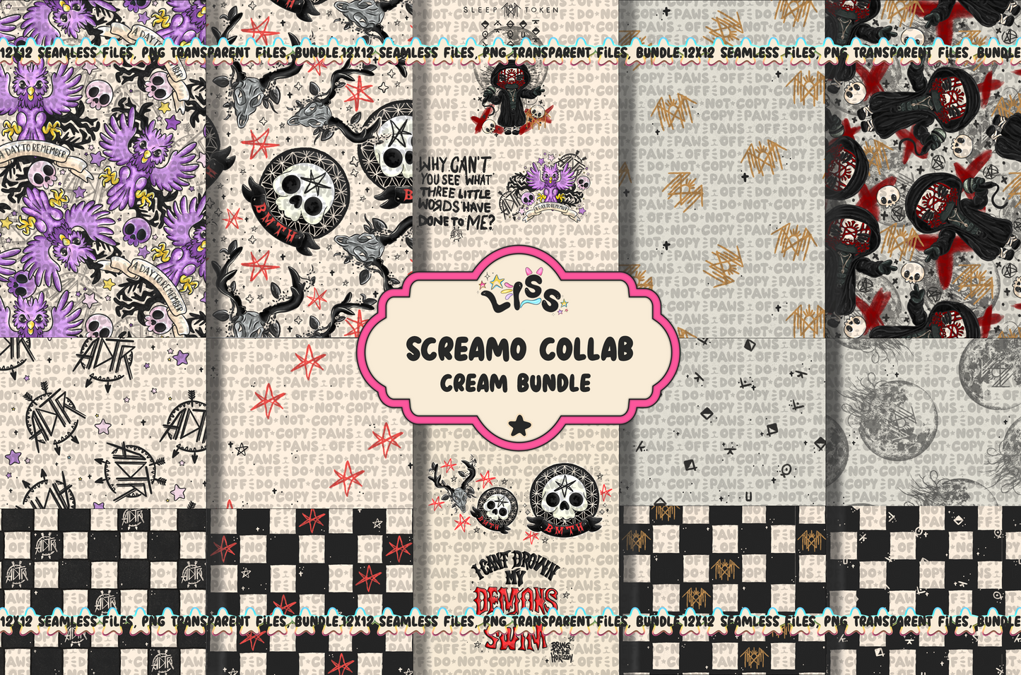 2024 - Lyss Doodles - Seamless - BUNDLES - SCREAMO COLLAB - 24LD037-39