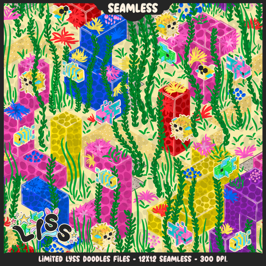 2023 - Lyss Doodles -  Seamless - Mains - Block Game - Ocean - 23LD021