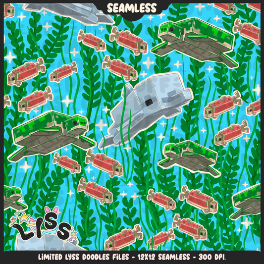 2023 - Lyss Doodles -  Seamless - Mains - Block Game - Ocean - 23LD021