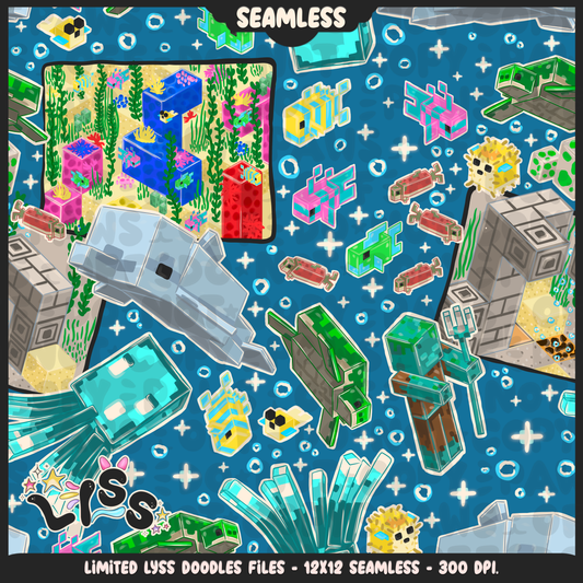 2023 - Lyss Doodles -  Seamless - Mains - Block Game - Ocean - 23LD021