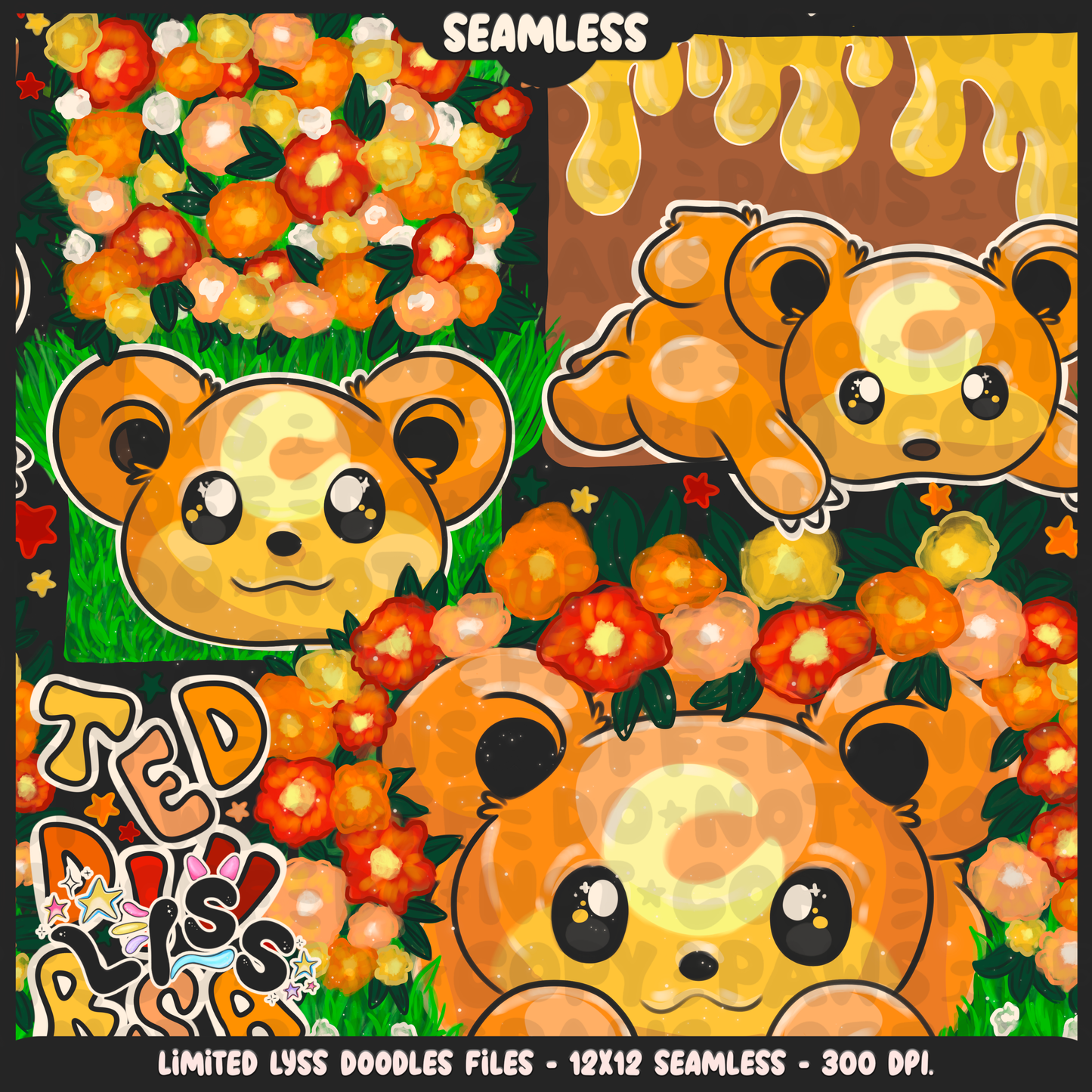 2023 - Lyss Doodles -  Seamless - Mains - Poke Collab - Teddi - 23LD024