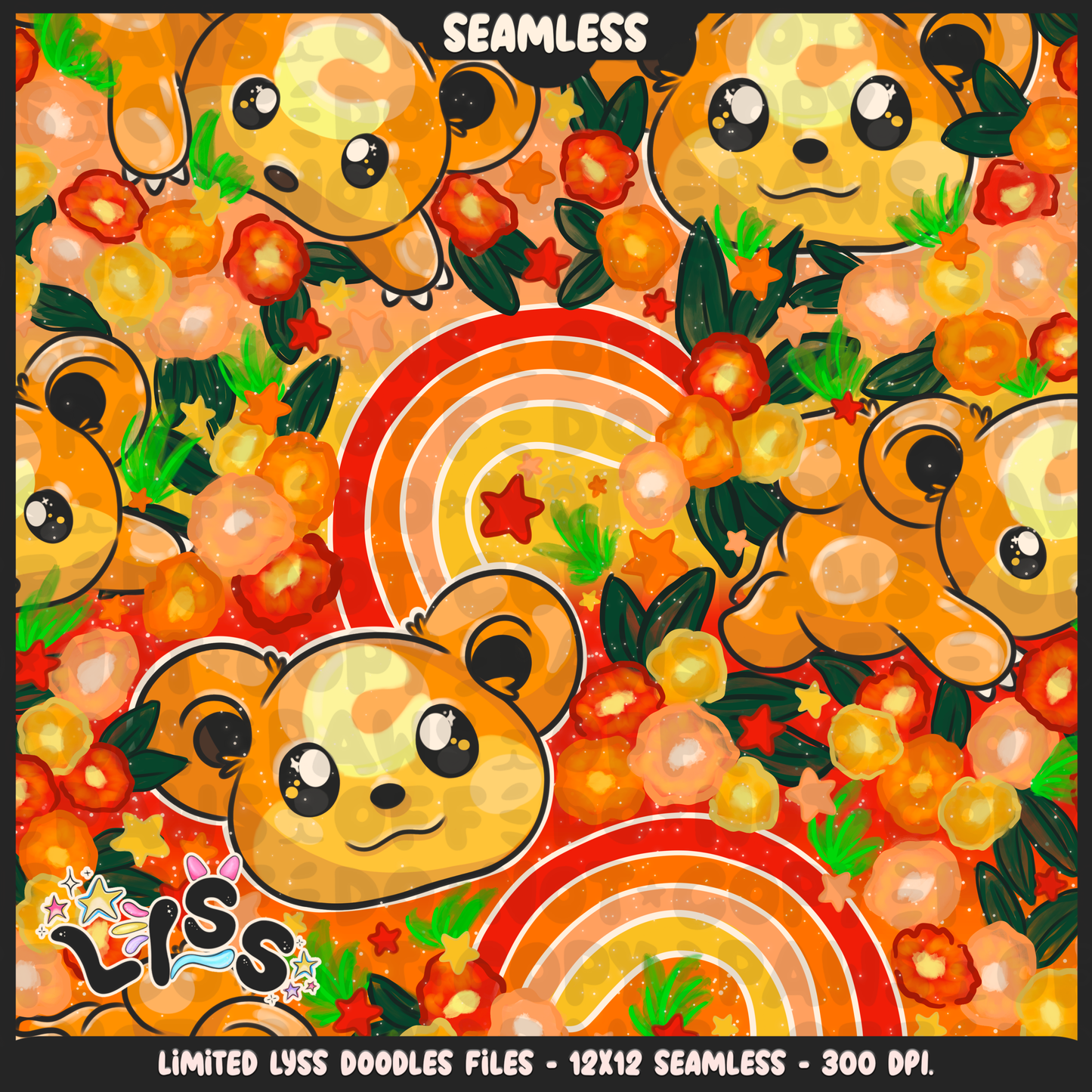 2023 - Lyss Doodles -  Seamless - Mains - Poke Collab - Teddi - 23LD024