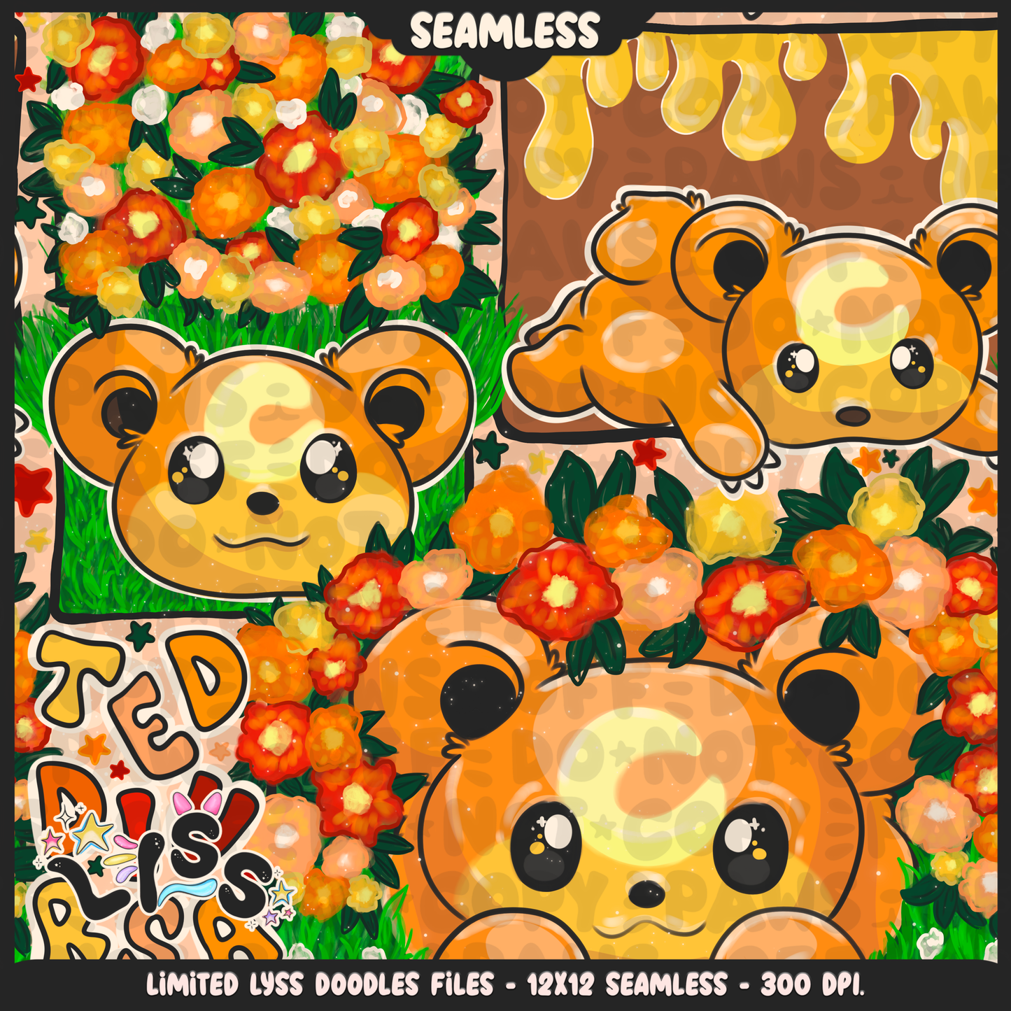2023 - Lyss Doodles -  Seamless - Mains - Poke Collab - Teddi - 23LD024