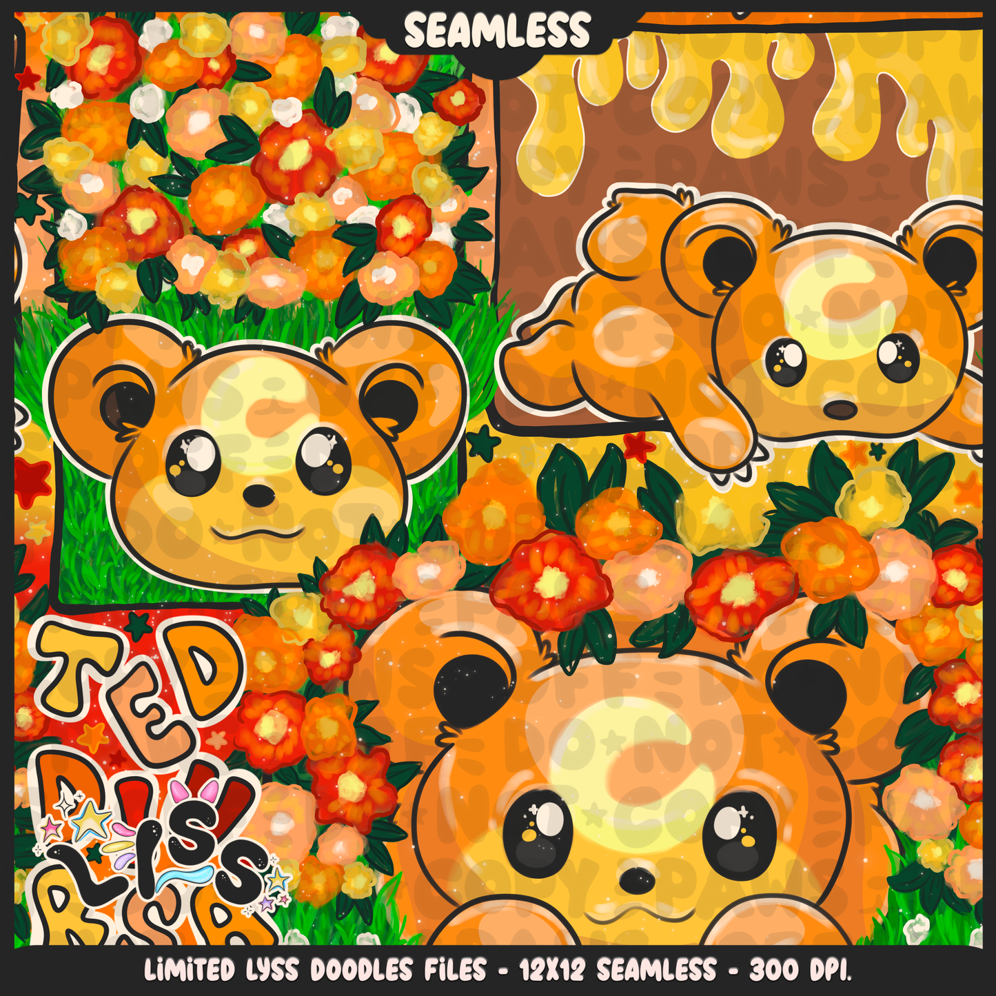 2023 - Lyss Doodles -  Seamless - Mains - Poke Collab - Teddi - 23LD024