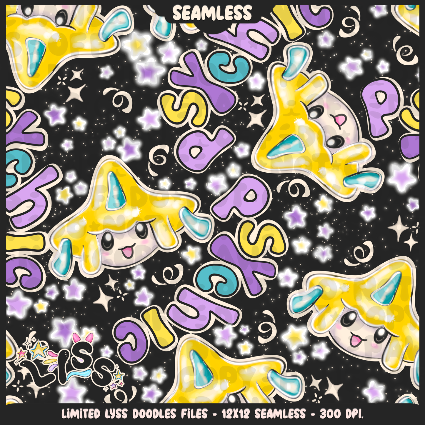 2023 - Lyss Doodles -  Seamless - Mains - Poke Collab - Psychic - 23LD025