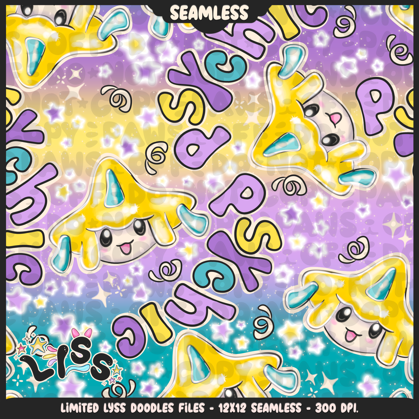 2023 - Lyss Doodles -  Seamless - Mains - Poke Collab - Psychic - 23LD025