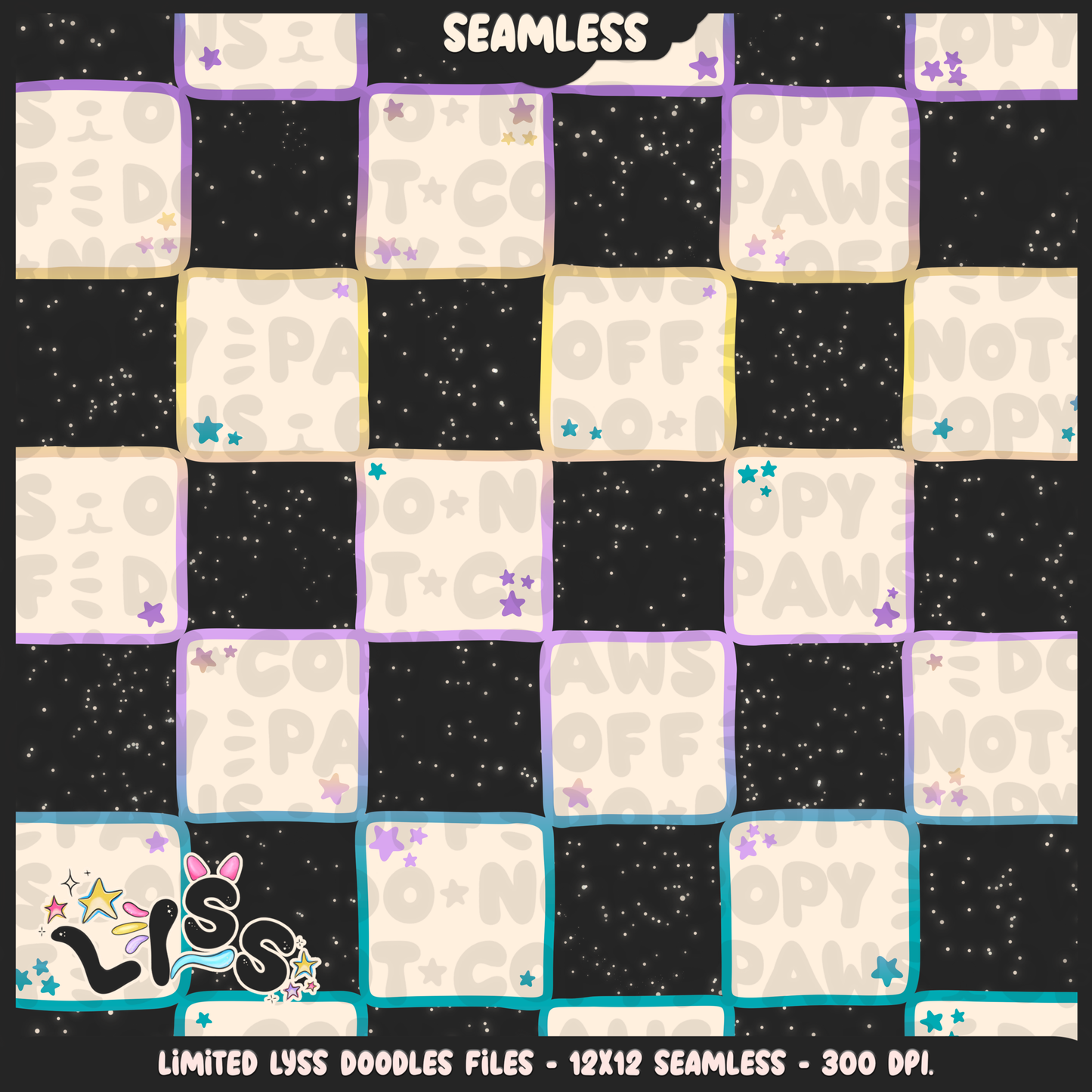 2023 - Lyss Doodles -  Seamless - Coordinate - Poke Collab - Psychic - 23LD025