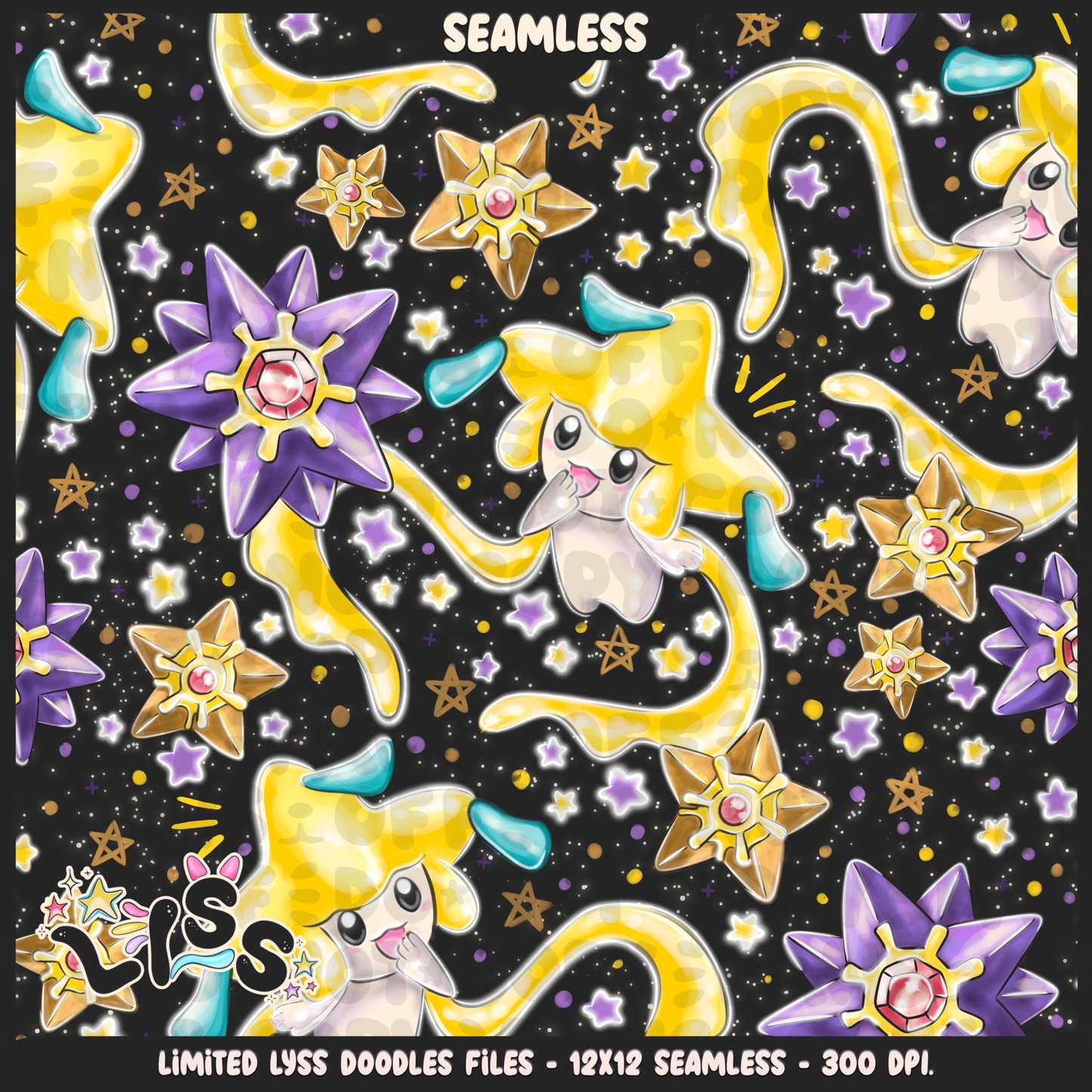 2023 - Lyss Doodles -  Seamless - Mains - Poke Collab - Psychic - 23LD025