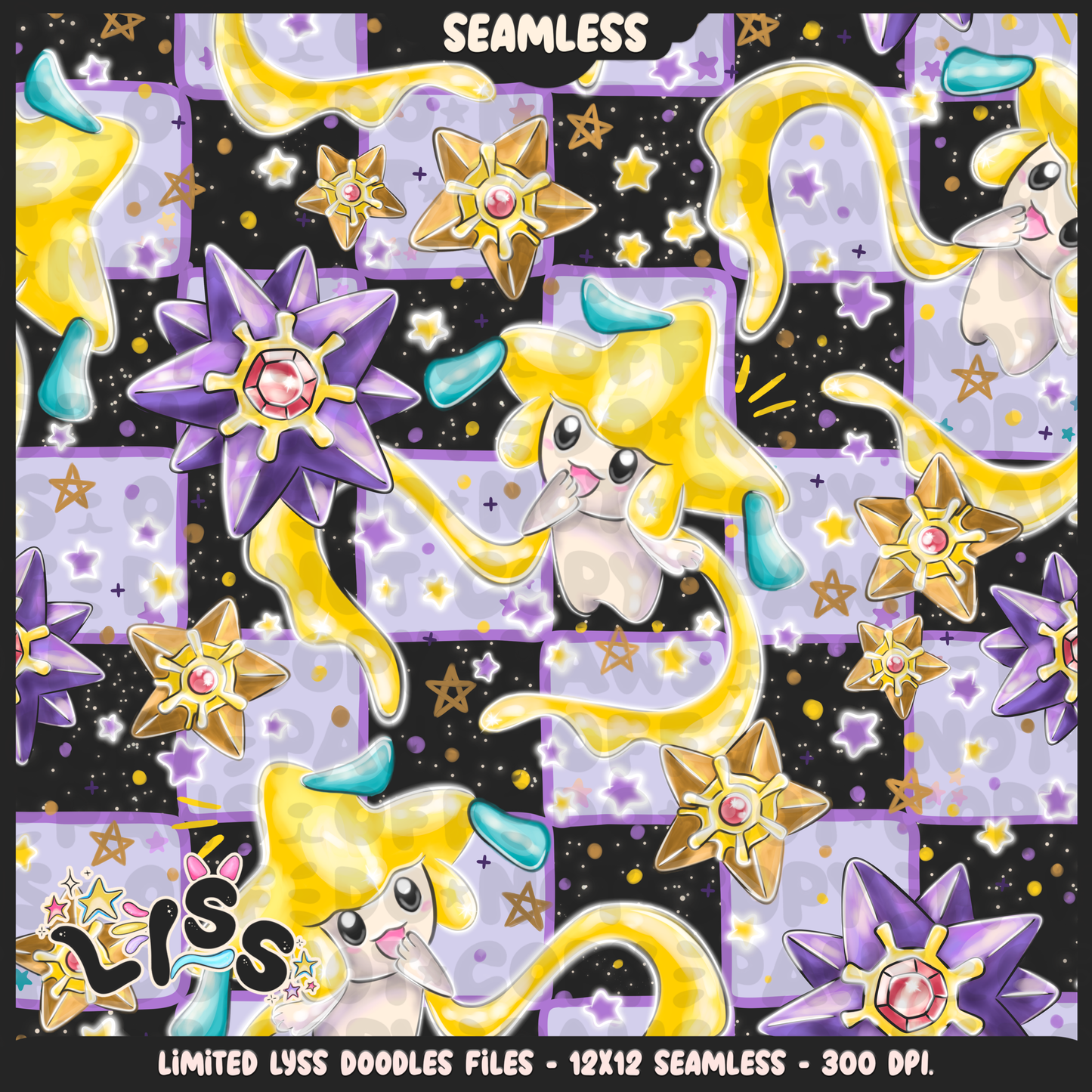 2023 - Lyss Doodles -  Seamless - Mains - Poke Collab - Psychic - 23LD025