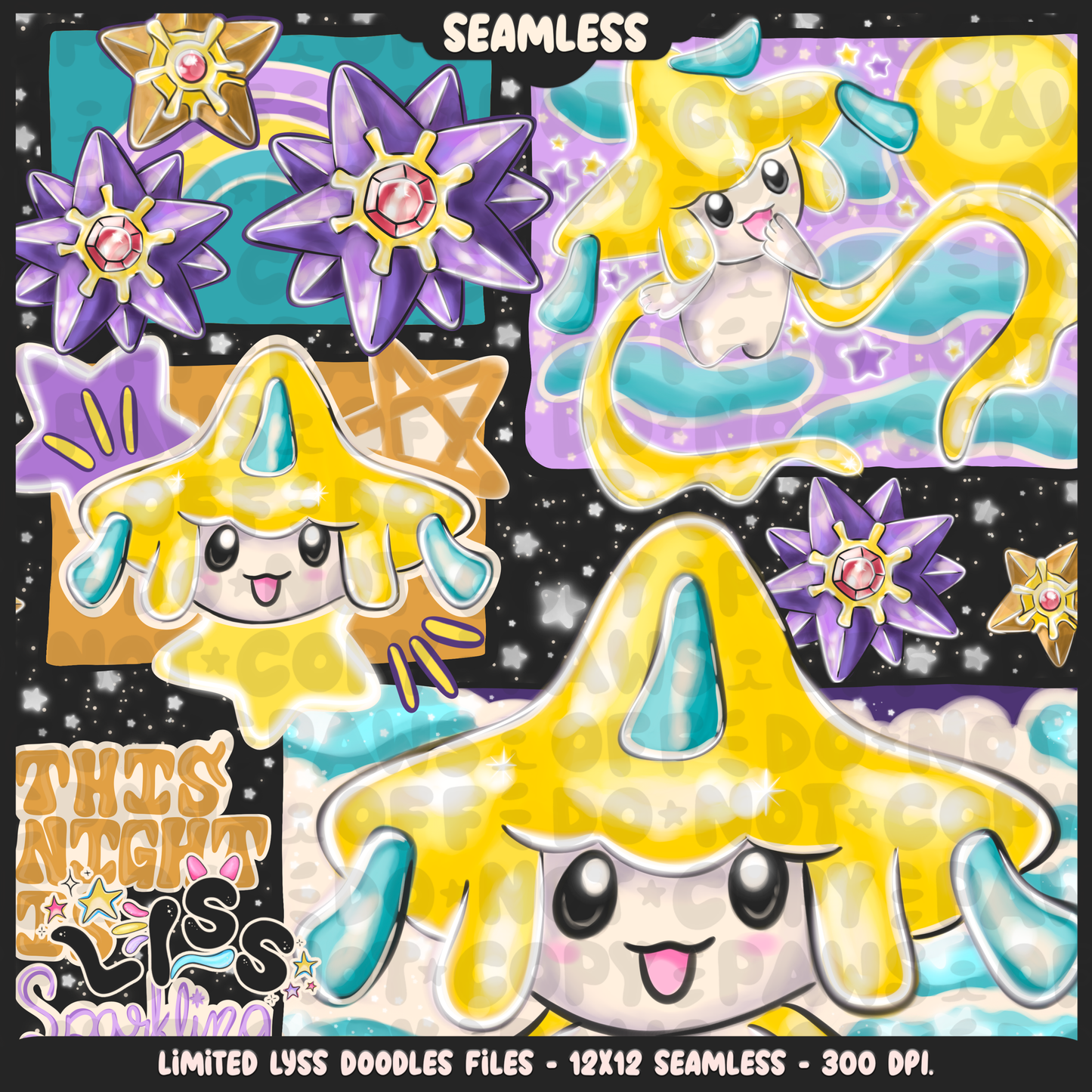 2023 - Lyss Doodles -  Seamless - Mains - Poke Collab - Psychic - 23LD025