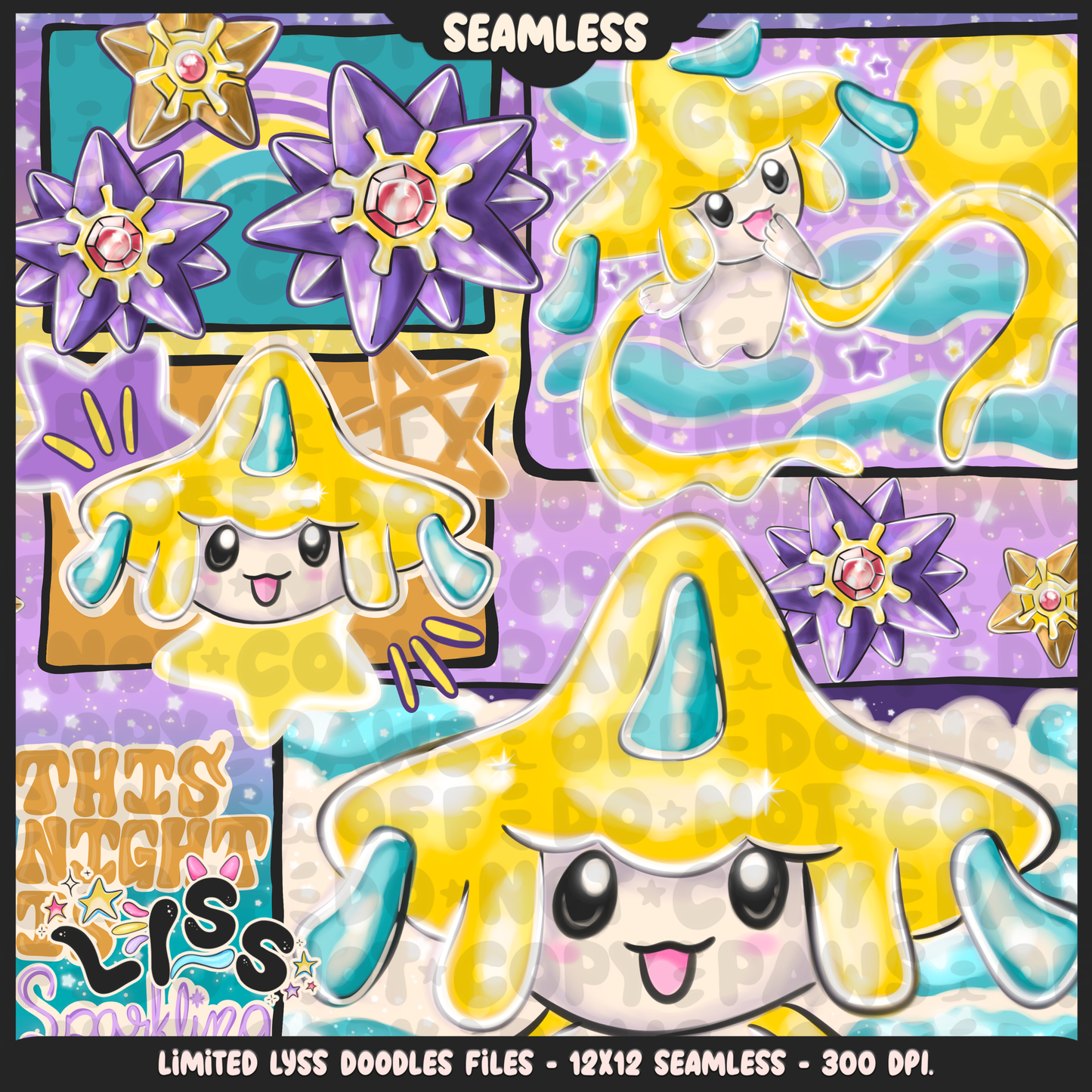 2023 - Lyss Doodles -  Seamless - Mains - Poke Collab - Psychic - 23LD025