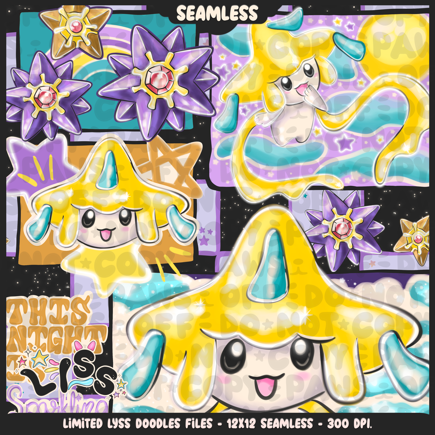2023 - Lyss Doodles -  Seamless - Mains - Poke Collab - Psychic - 23LD025