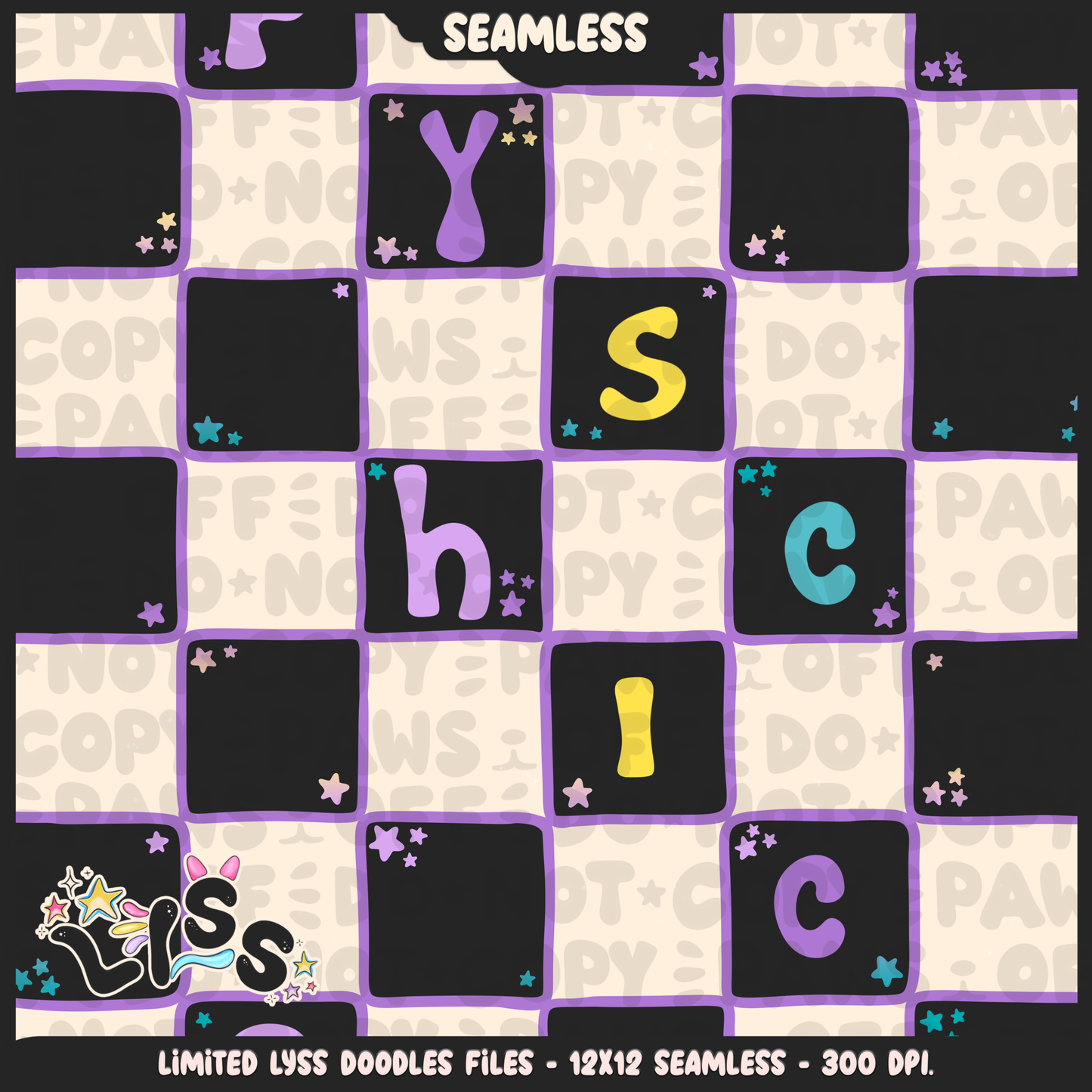 2023 - Lyss Doodles -  Seamless - Coordinate - Poke Collab - Psychic - 23LD025