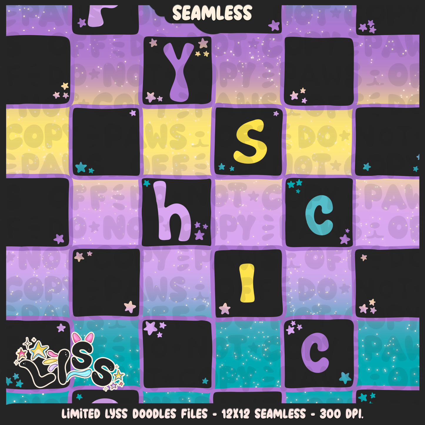 2023 - Lyss Doodles -  Seamless - Coordinate - Poke Collab - Psychic - 23LD025