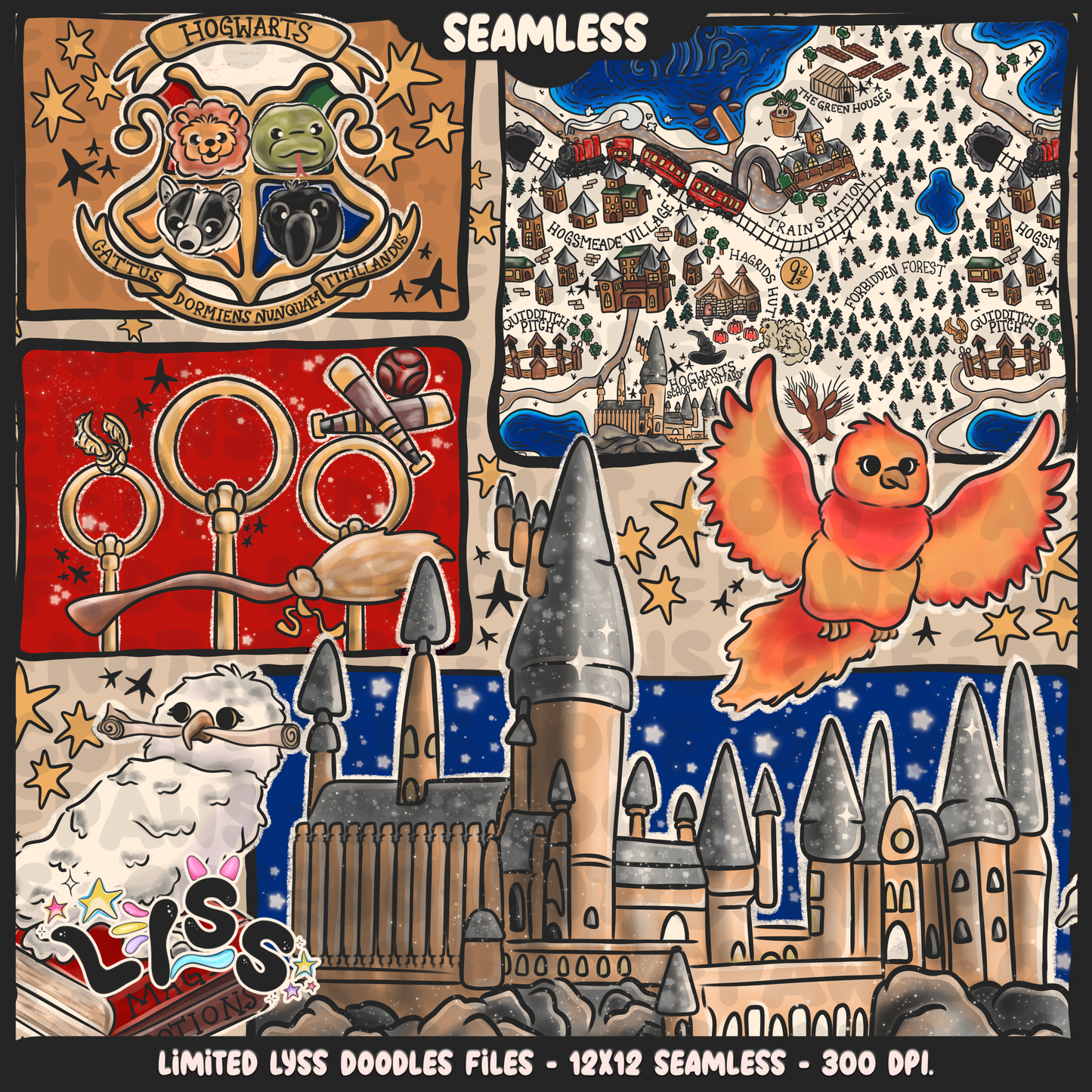 2023 - Lyss Doodles -  Seamless - Mains - Magical World - Castle - 23LD026