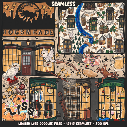 2023 - Lyss Doodles -  Seamless - Mains - Magical World - Village - 23LD026