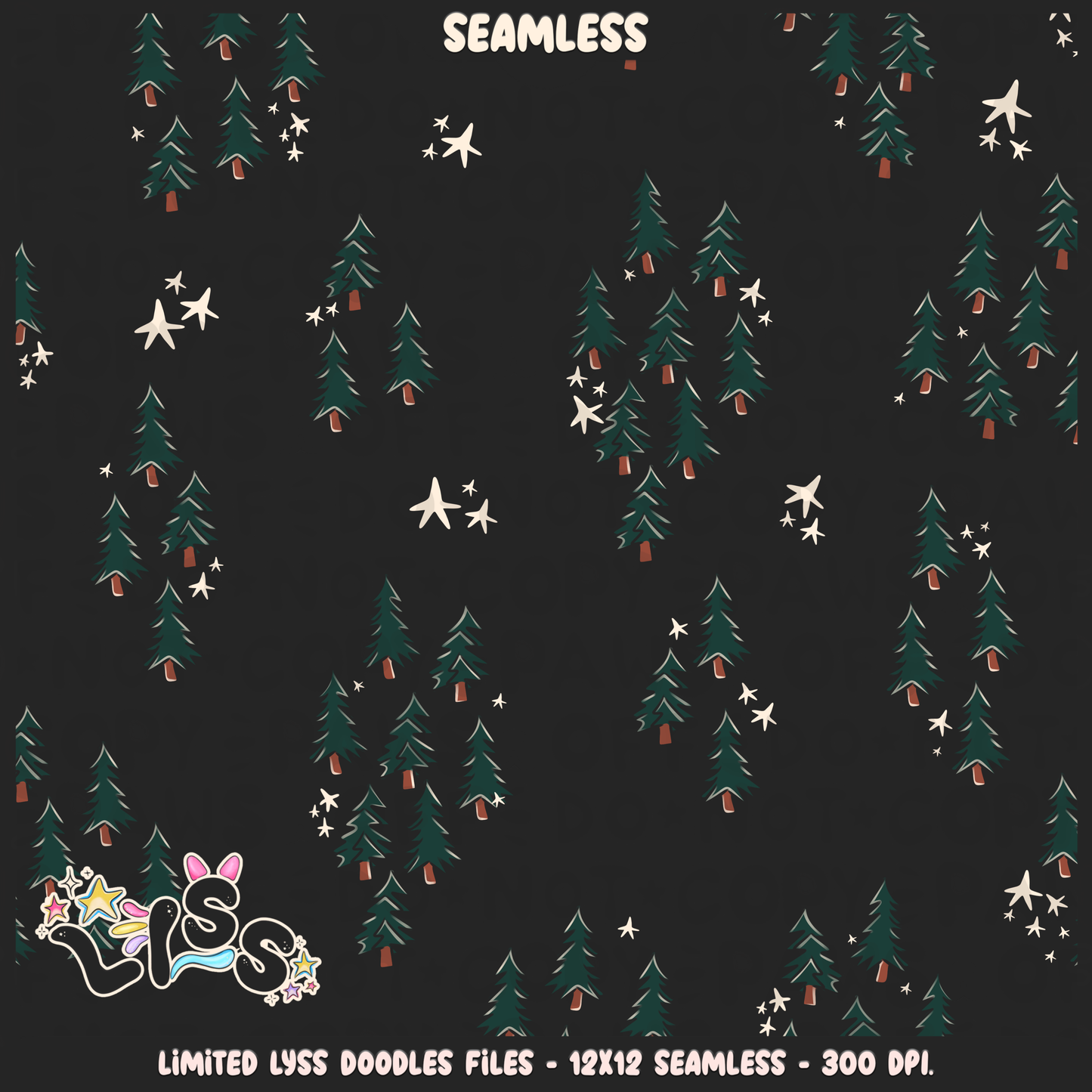 2023 - Lyss Doodles -  Seamless - Mains - Magical World - Trees - 23LD026