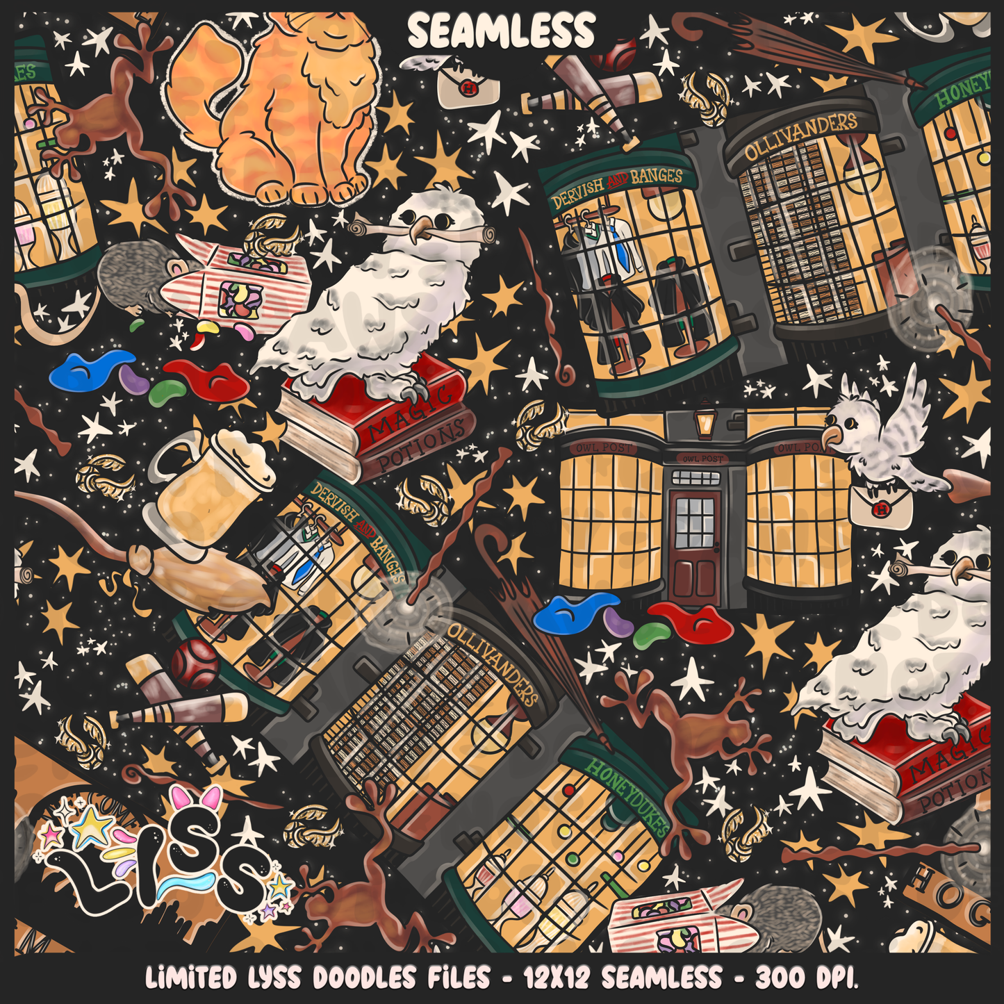 2023 - Lyss Doodles -  Seamless - Mains - Magical World - Village - 23LD026