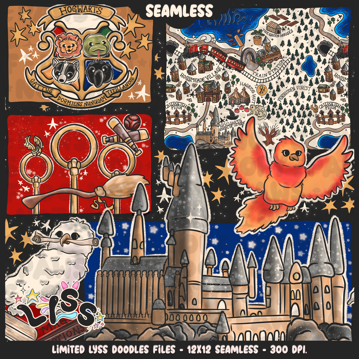 2023 - Lyss Doodles -  Seamless - Mains - Magical World - Castle - 23LD026