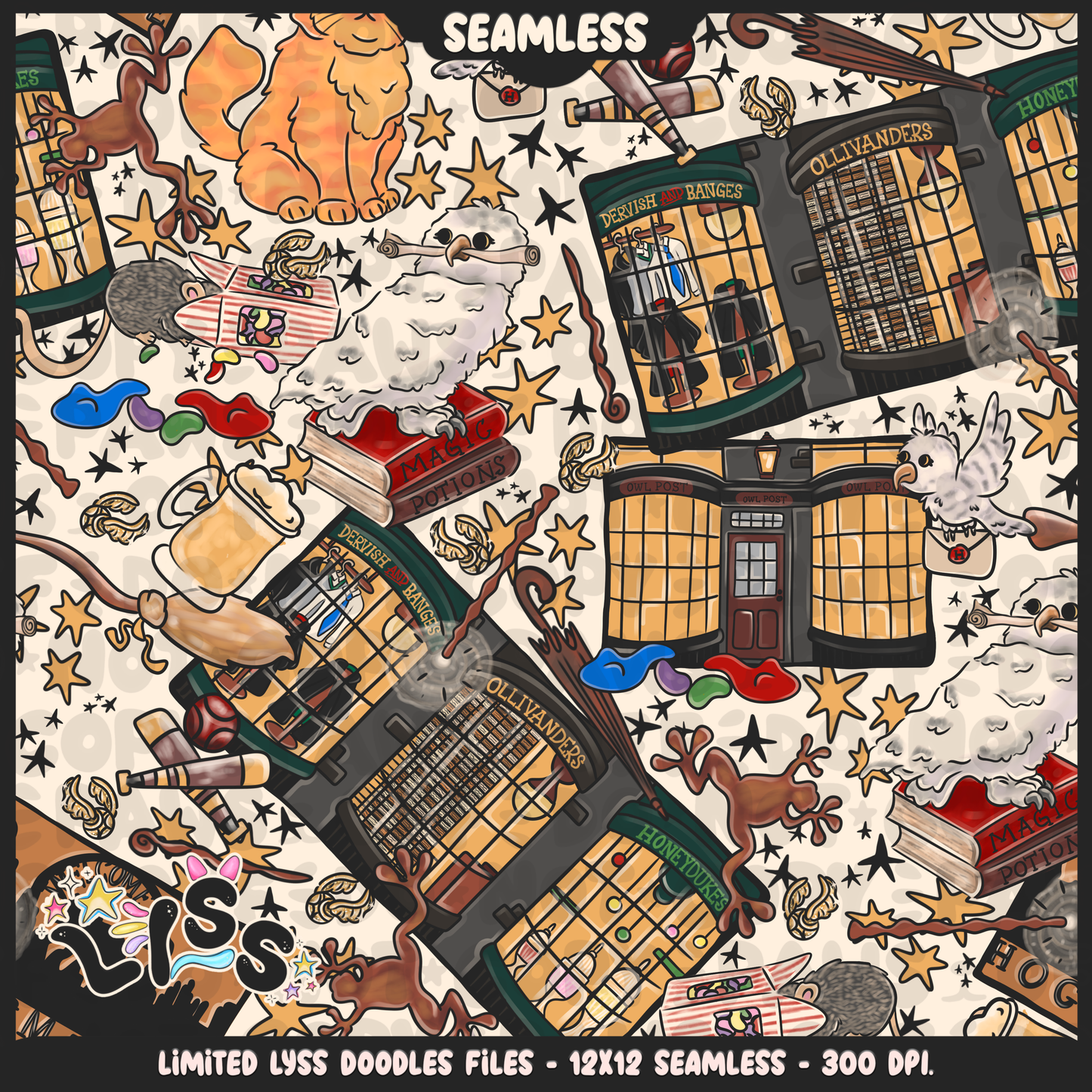 2023 - Lyss Doodles -  Seamless - Mains - Magical World - Village - 23LD026