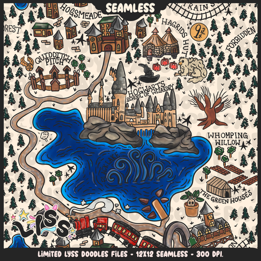 2023 - Lyss Doodles -  Seamless - Mains - Magical World - Castle Map - 23LD026