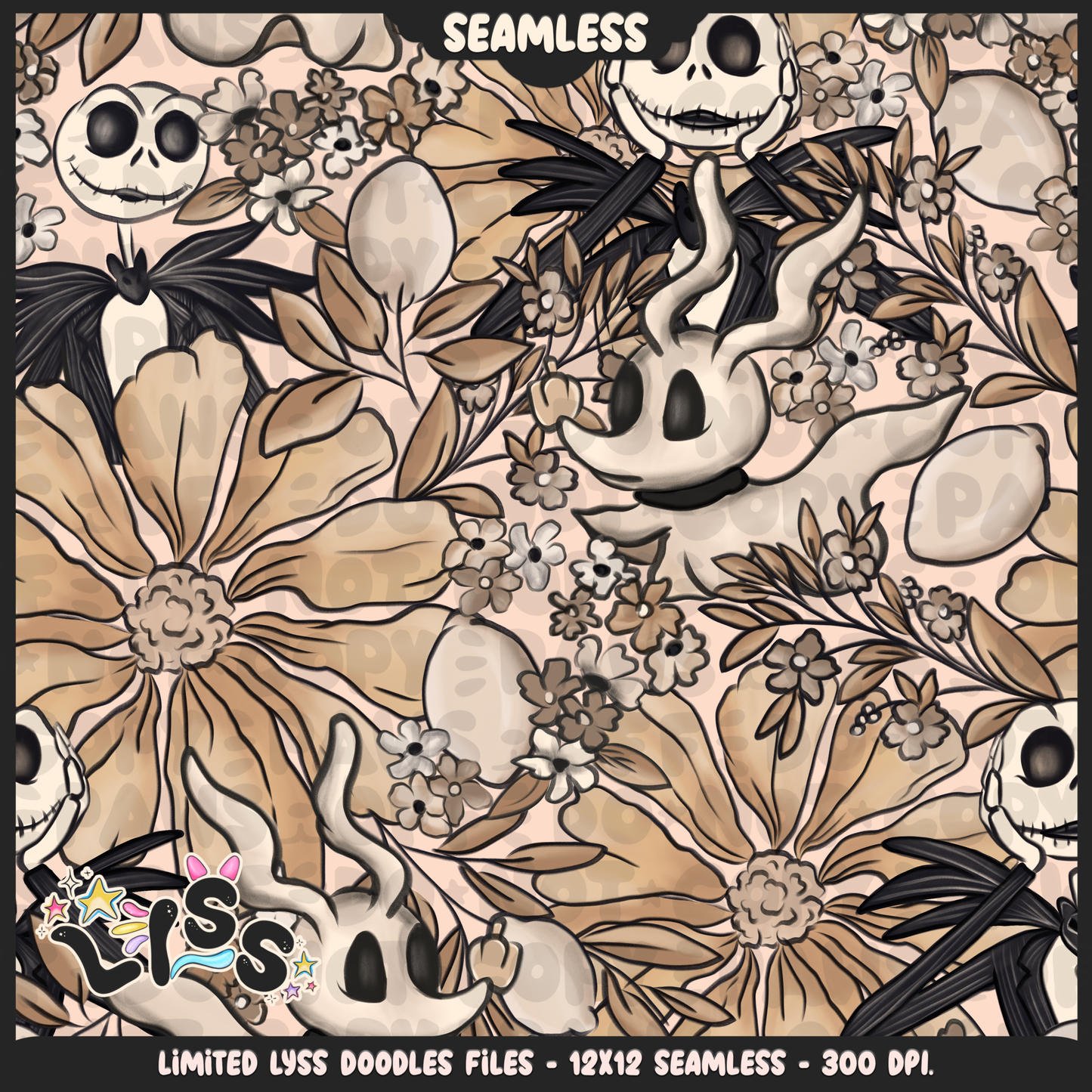 2024 - Lyss Doodles - Seamless - Mains - Beige Collection - 24LD014