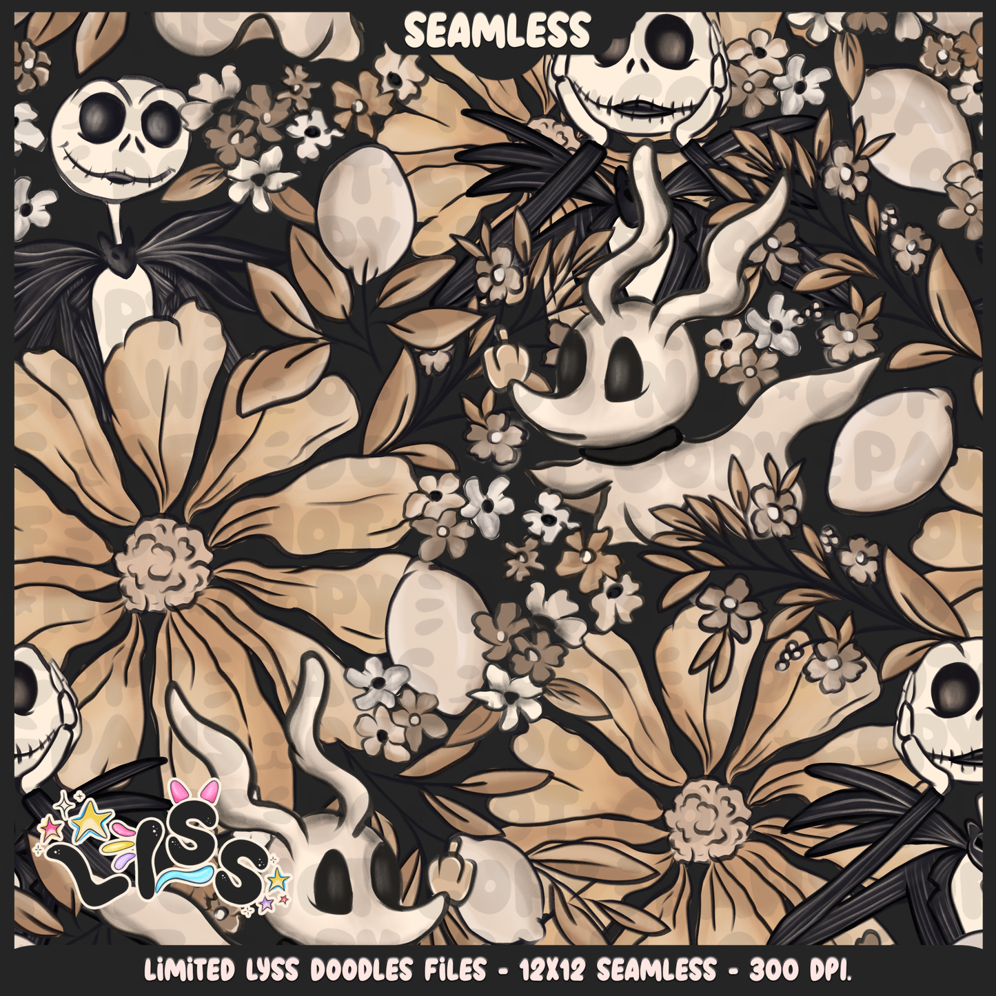 2024 - Lyss Doodles - Seamless - Mains - Beige Collection - 24LD014