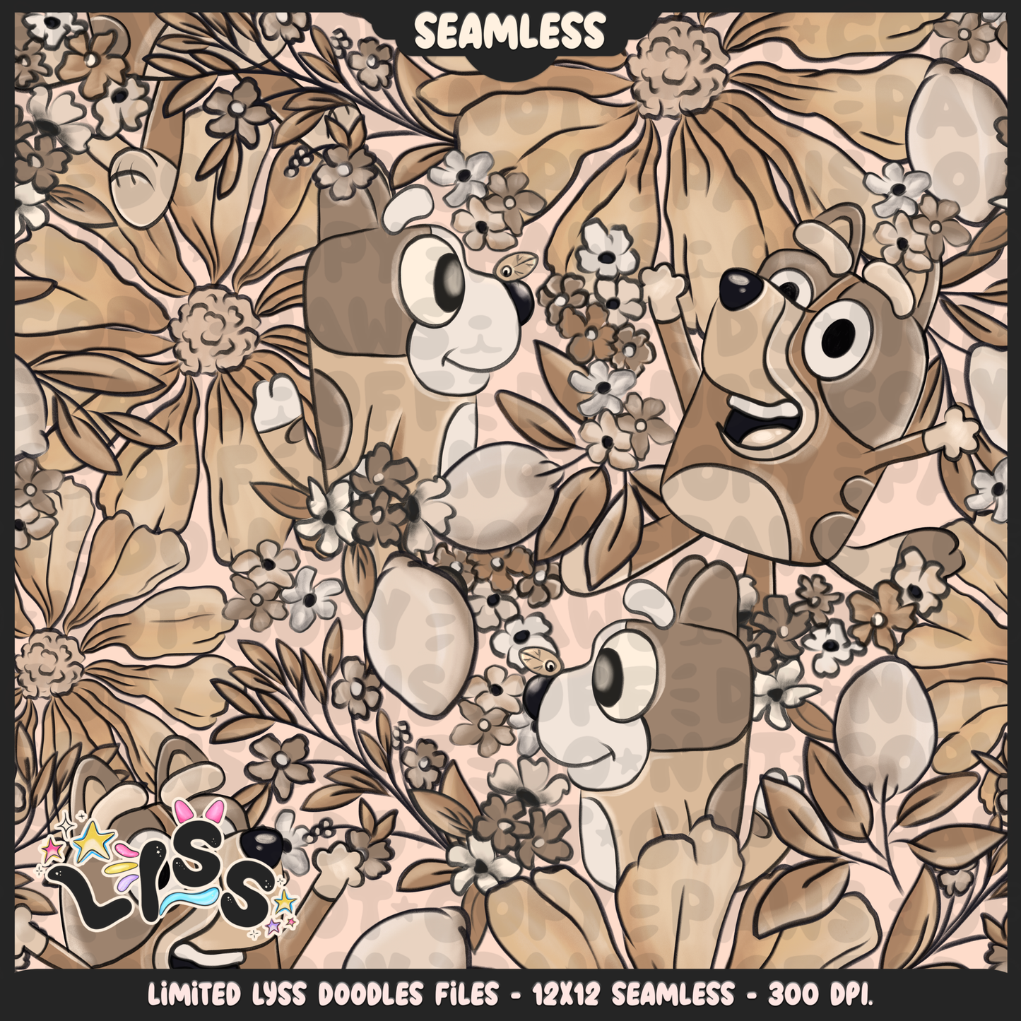 2024 - Lyss Doodles - Seamless - Mains - Beige Collection - 24LD014