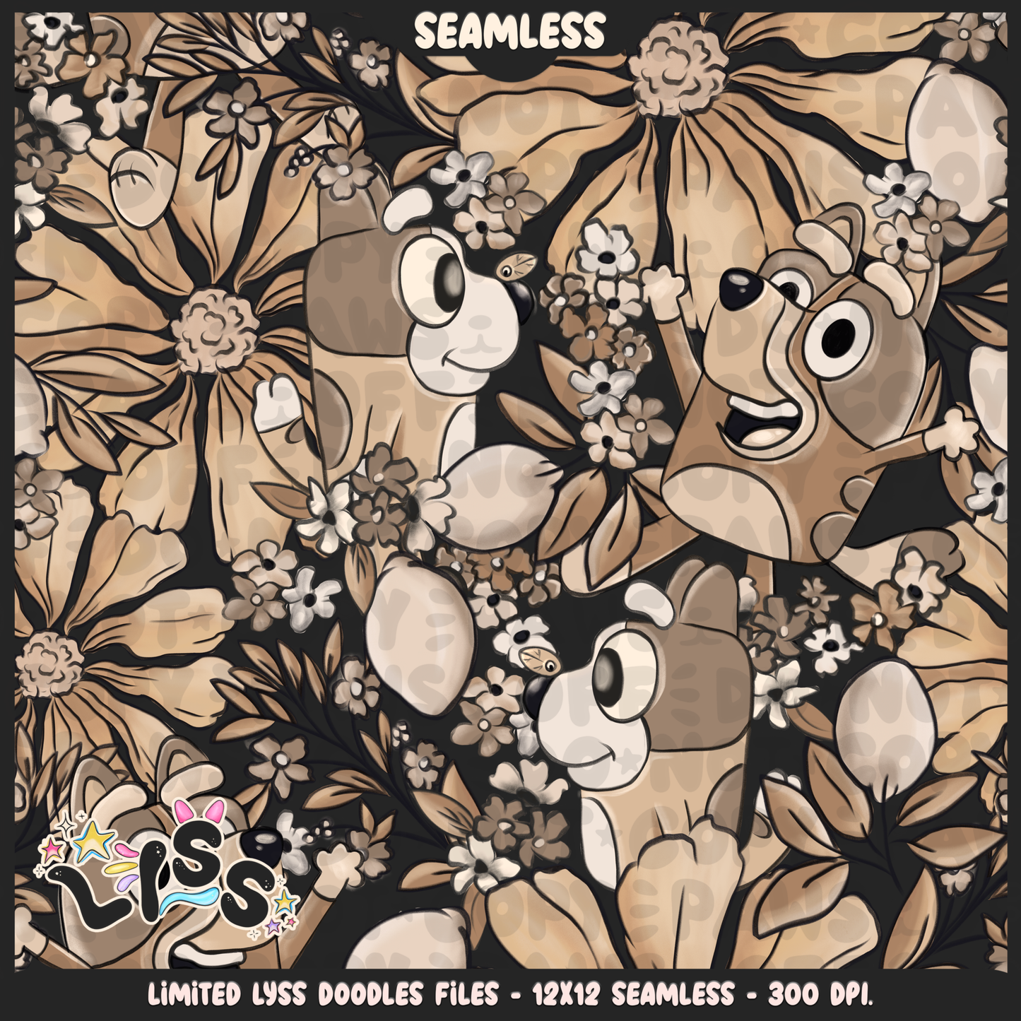 2024 - Lyss Doodles - Seamless - Mains - Beige Collection - 24LD014