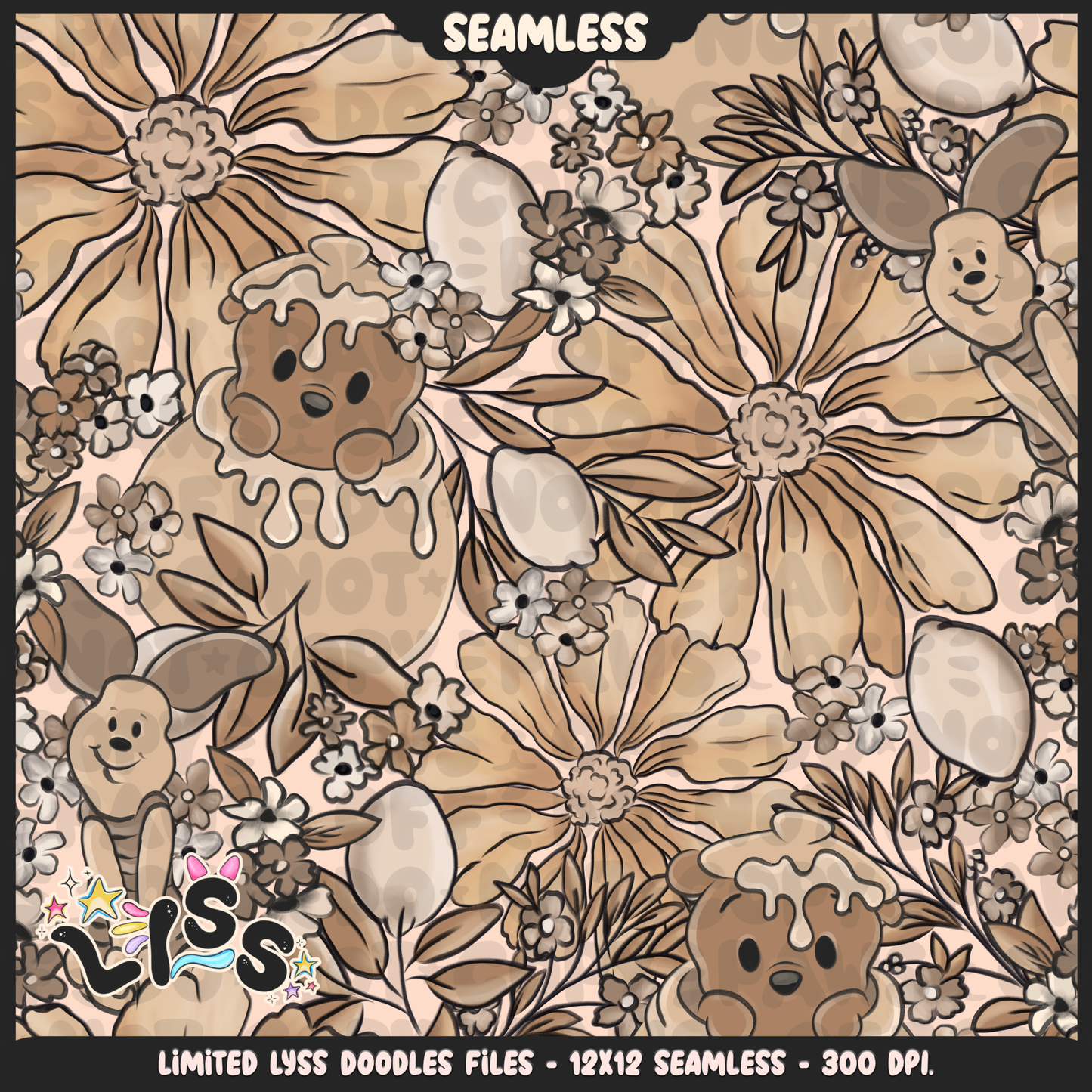 2024 - Lyss Doodles - Seamless - Mains - Beige Collection - 24LD014