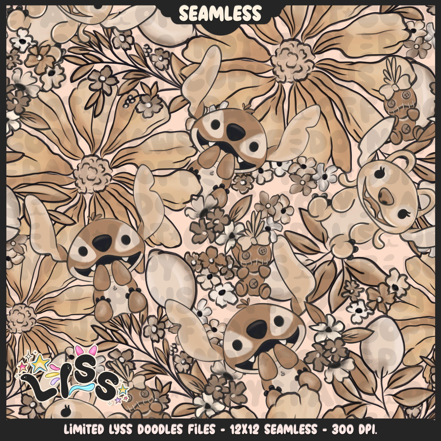 2024 - Lyss Doodles - Seamless - Mains - Beige Collection - 24LD014