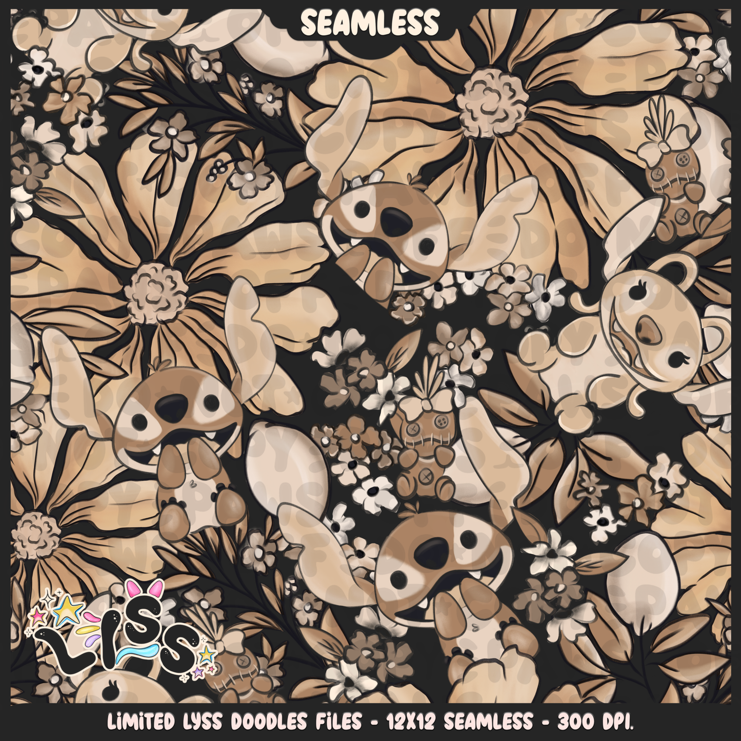 2024 - Lyss Doodles - Seamless - Mains - Beige Collection - 24LD014