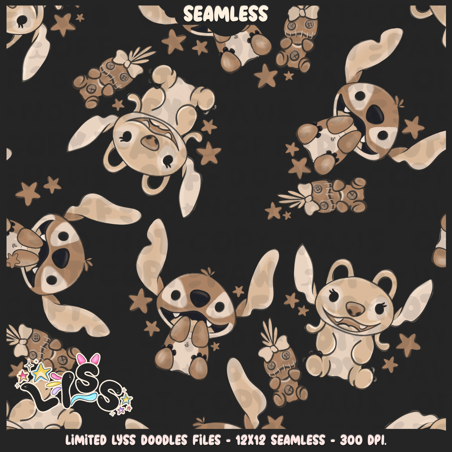 2024 - Lyss Doodles - Seamless - Mains - Beige Collection - 24LD014